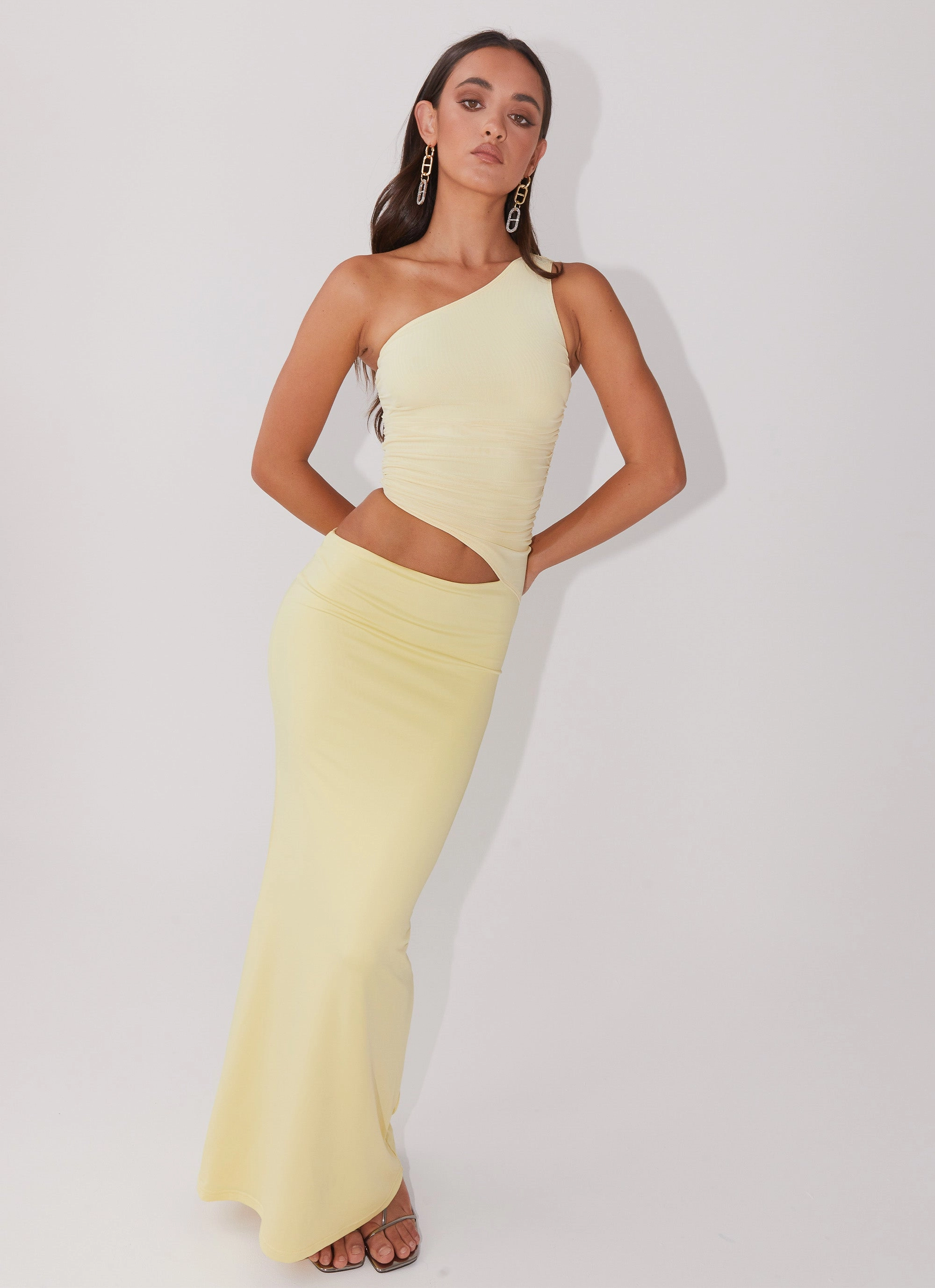 Daily Favorite Seranella One Shoulder Maxi Dress - Lemon