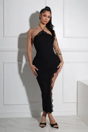 Shae Lace Halter Slit Maxi Dress Trendy Vibes Classic Line