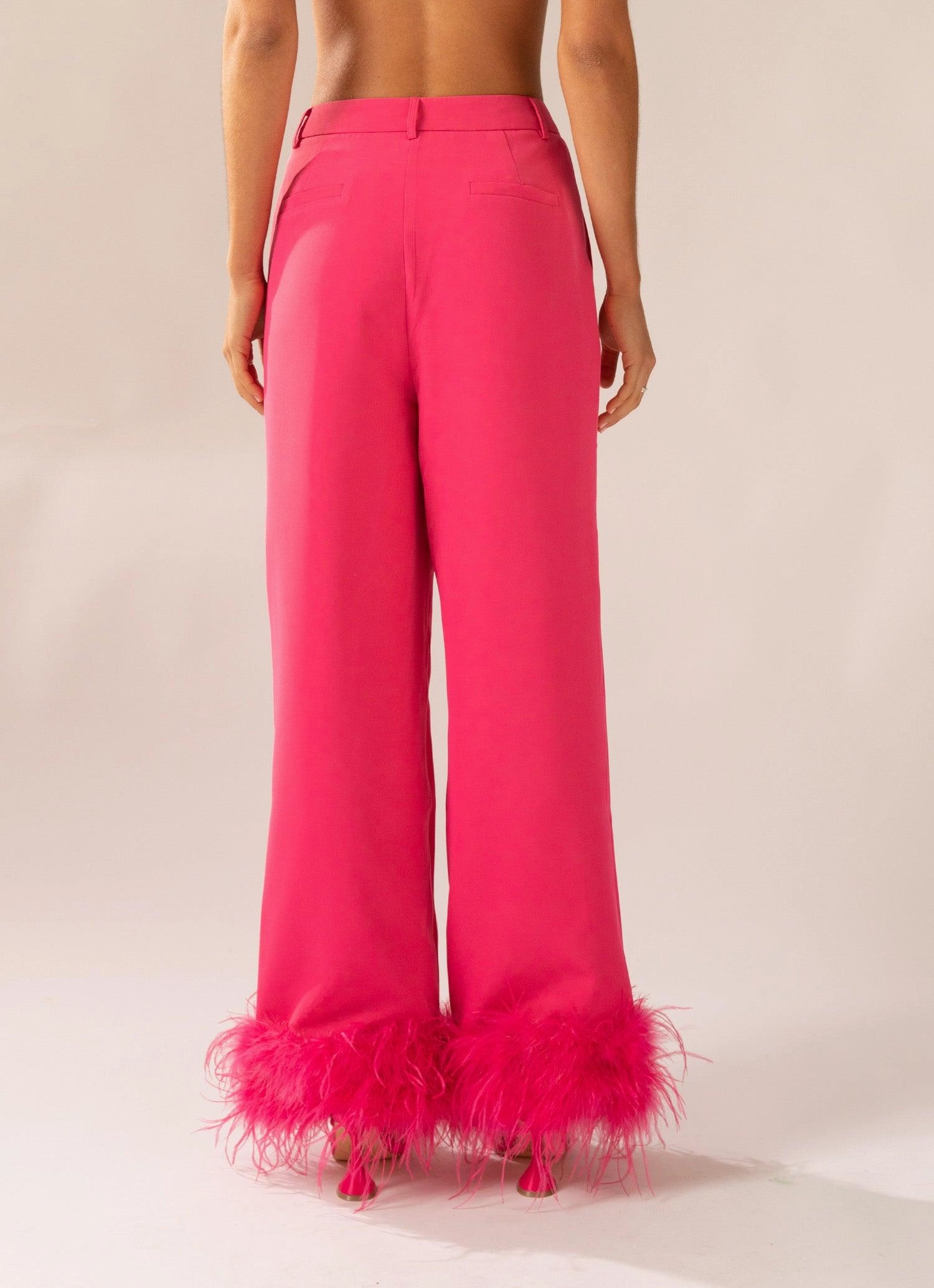 Shake It Off Feather Pants - Magenta Breathable Mesh Panels