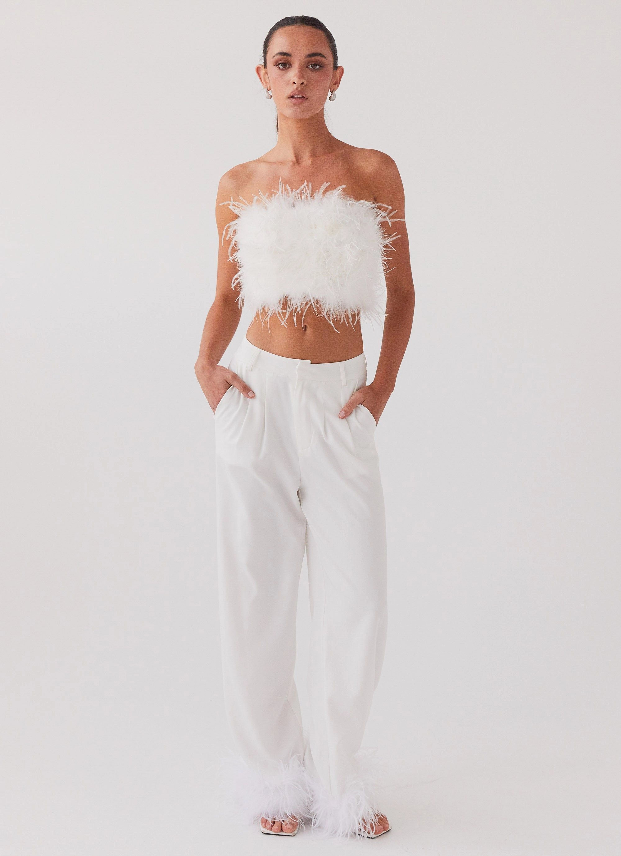 Odor Control Tech Button front Shake It Off Feather Pants - Snow