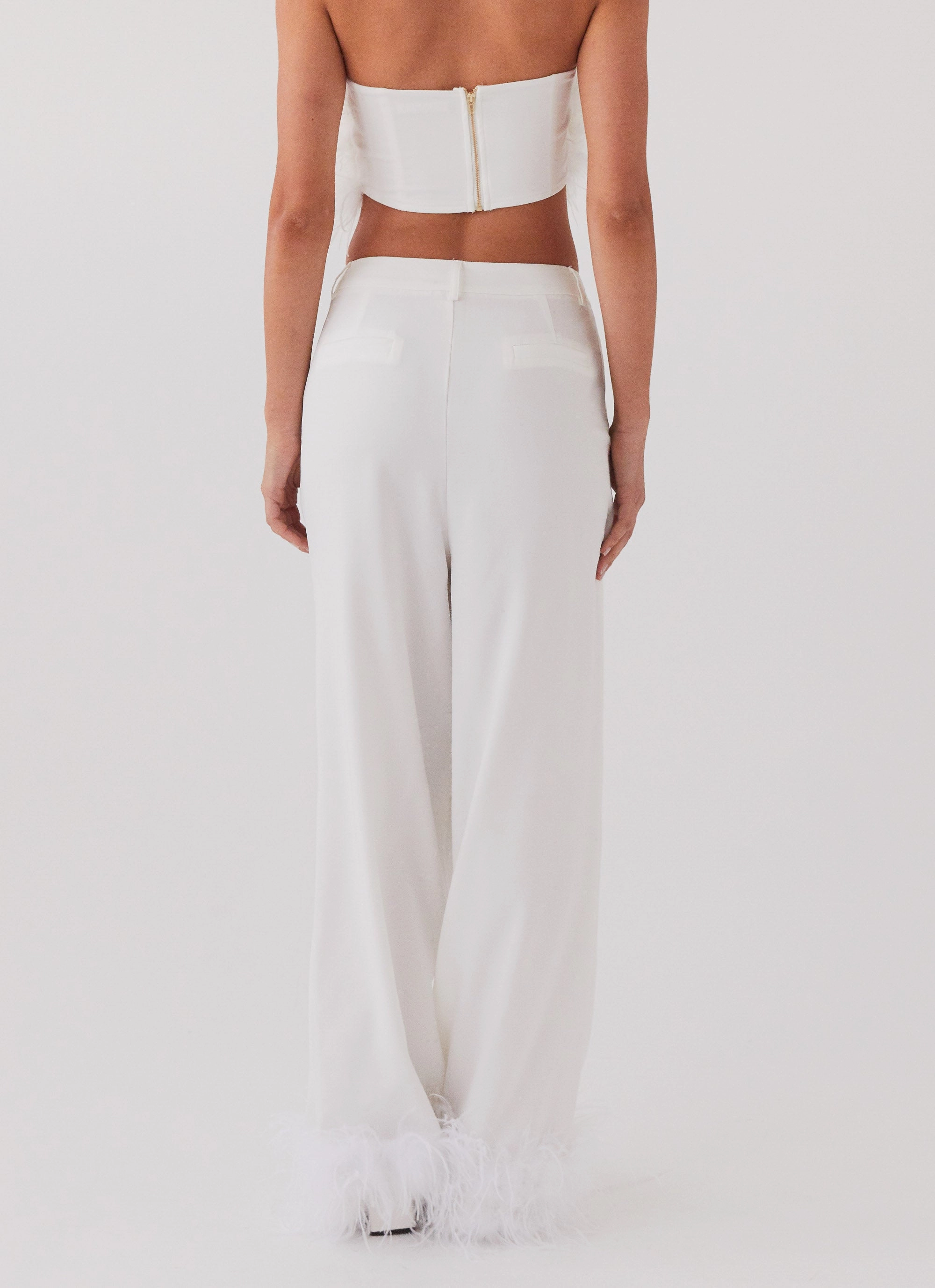 Shake It Off Feather Pants - Snow AdjustableTabs Stretchable Design