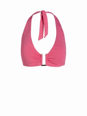 Shana Top In Hibiscus Metallic Seamless construction Recycled Swimwear