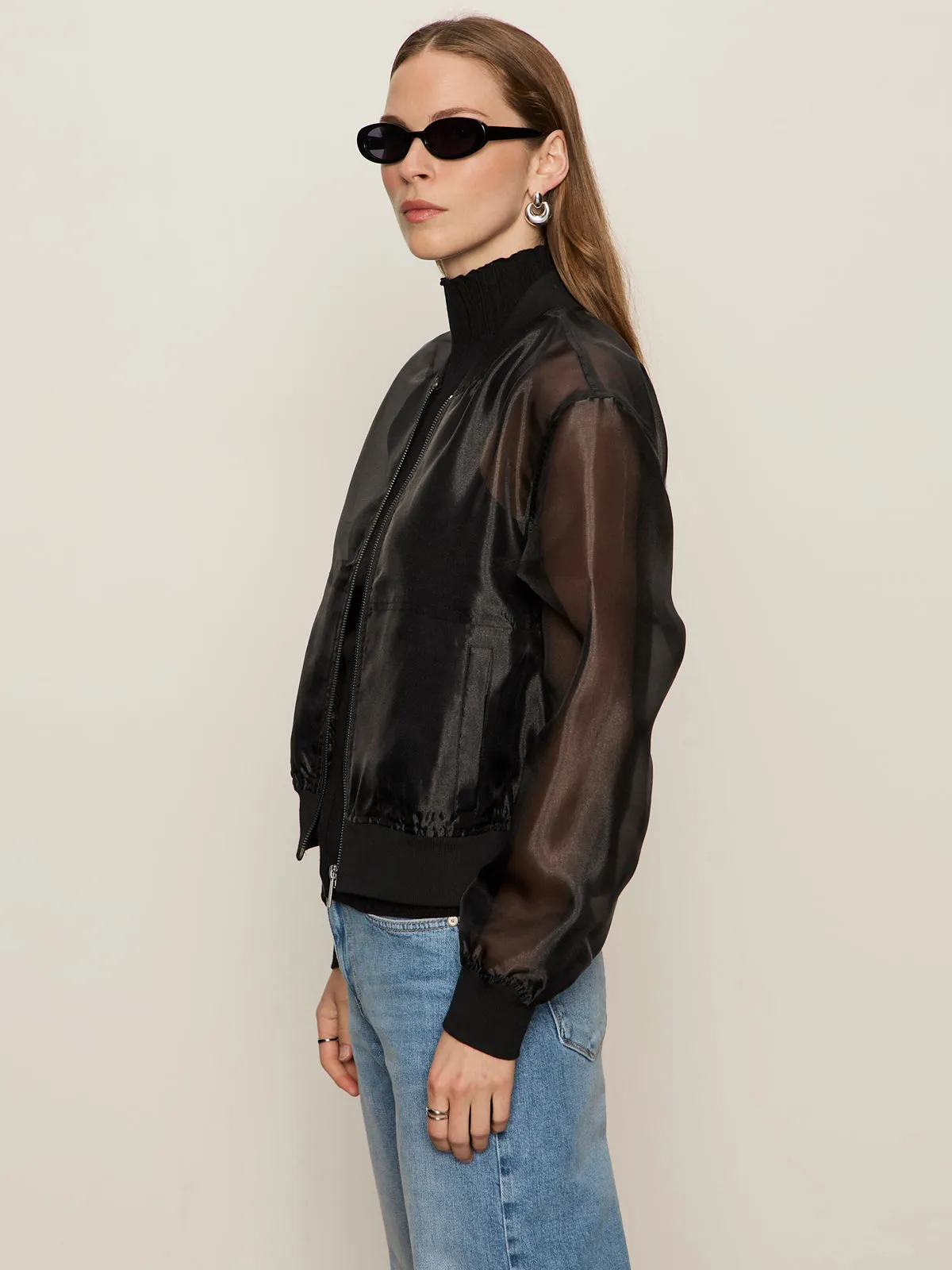 Hot Weather Shane Organza Bomber Black
