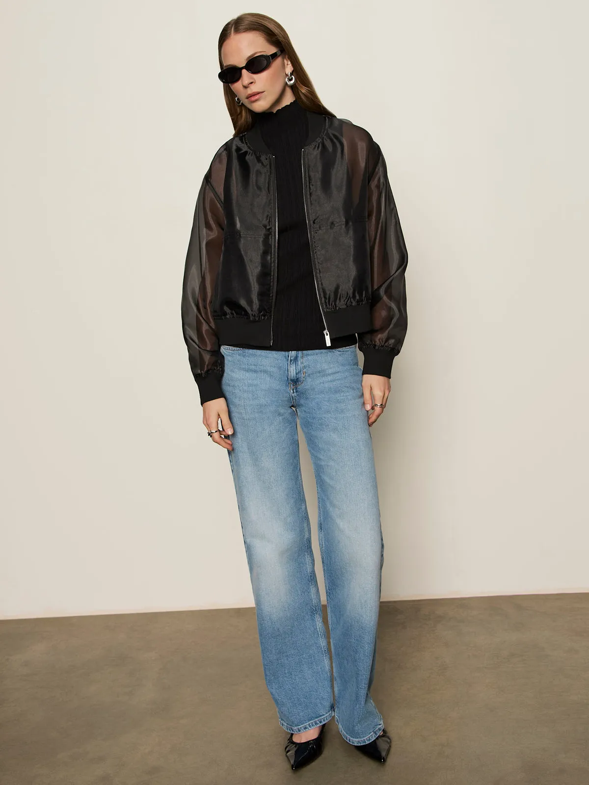 Convertible Style Shane Organza Bomber Black