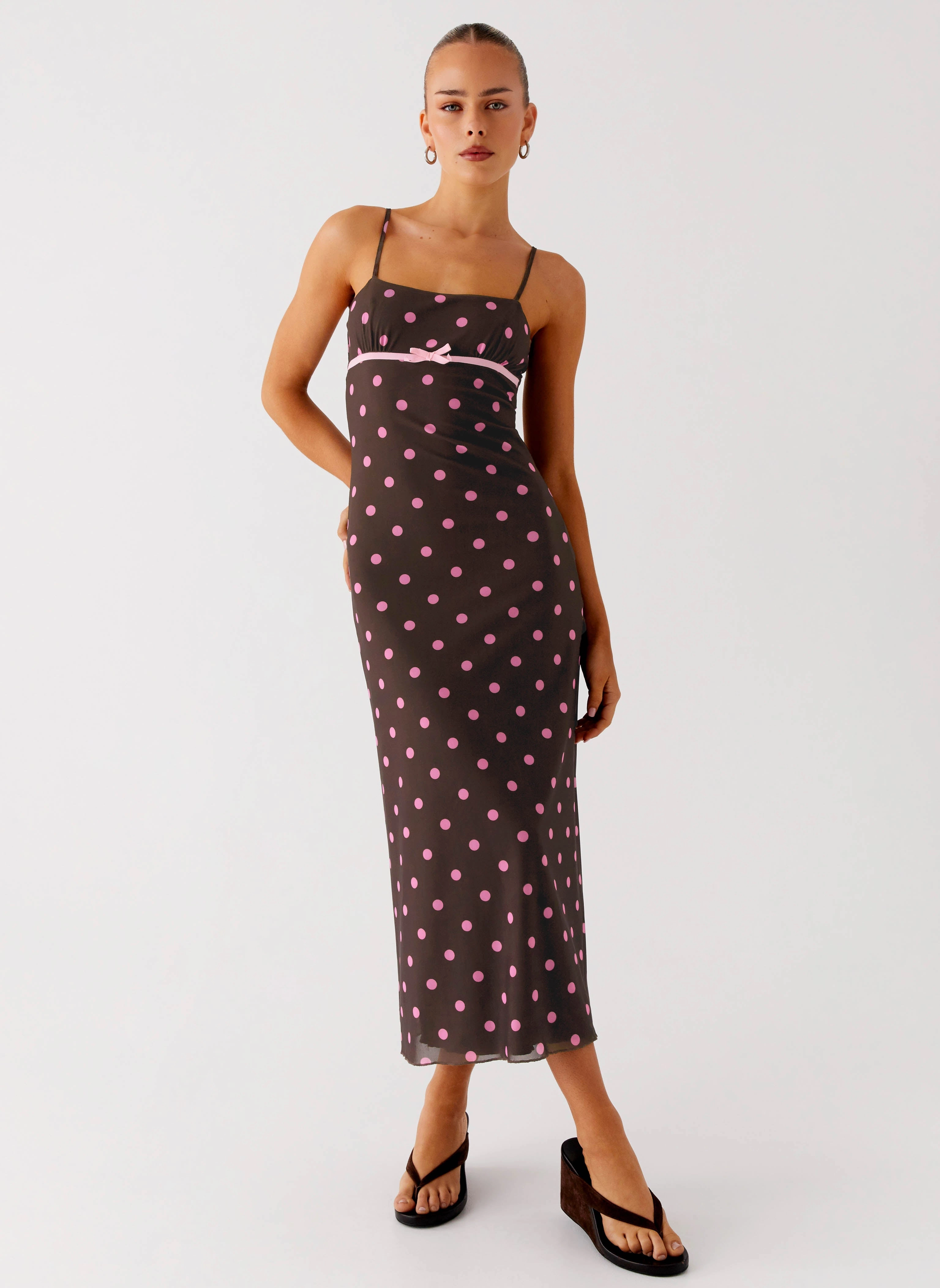 Classic wrap dress Latto Midi Dress - Chocolate Strawberry Dot