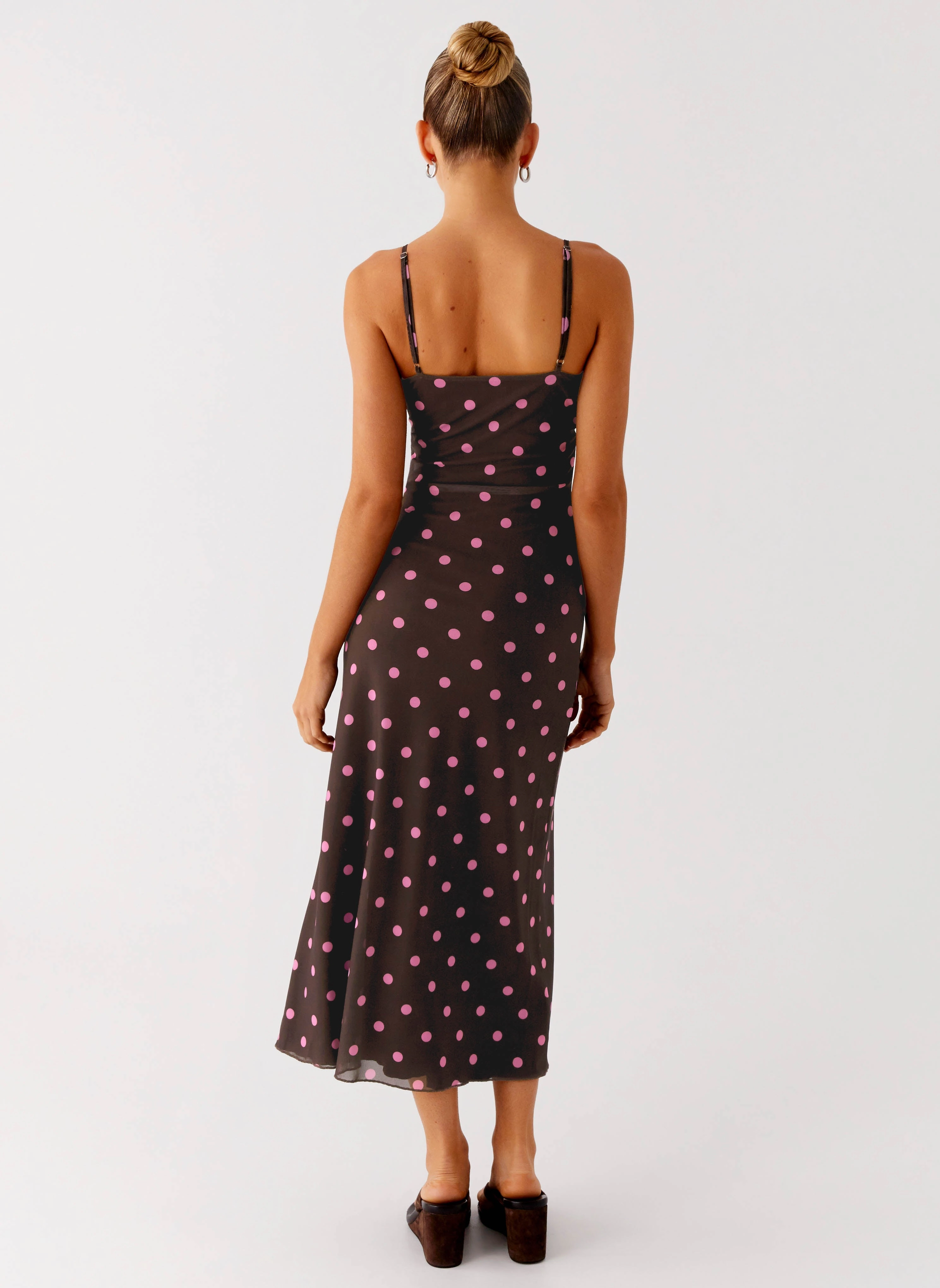 All Gender Fit Relax Line Latto Midi Dress - Chocolate Strawberry Dot