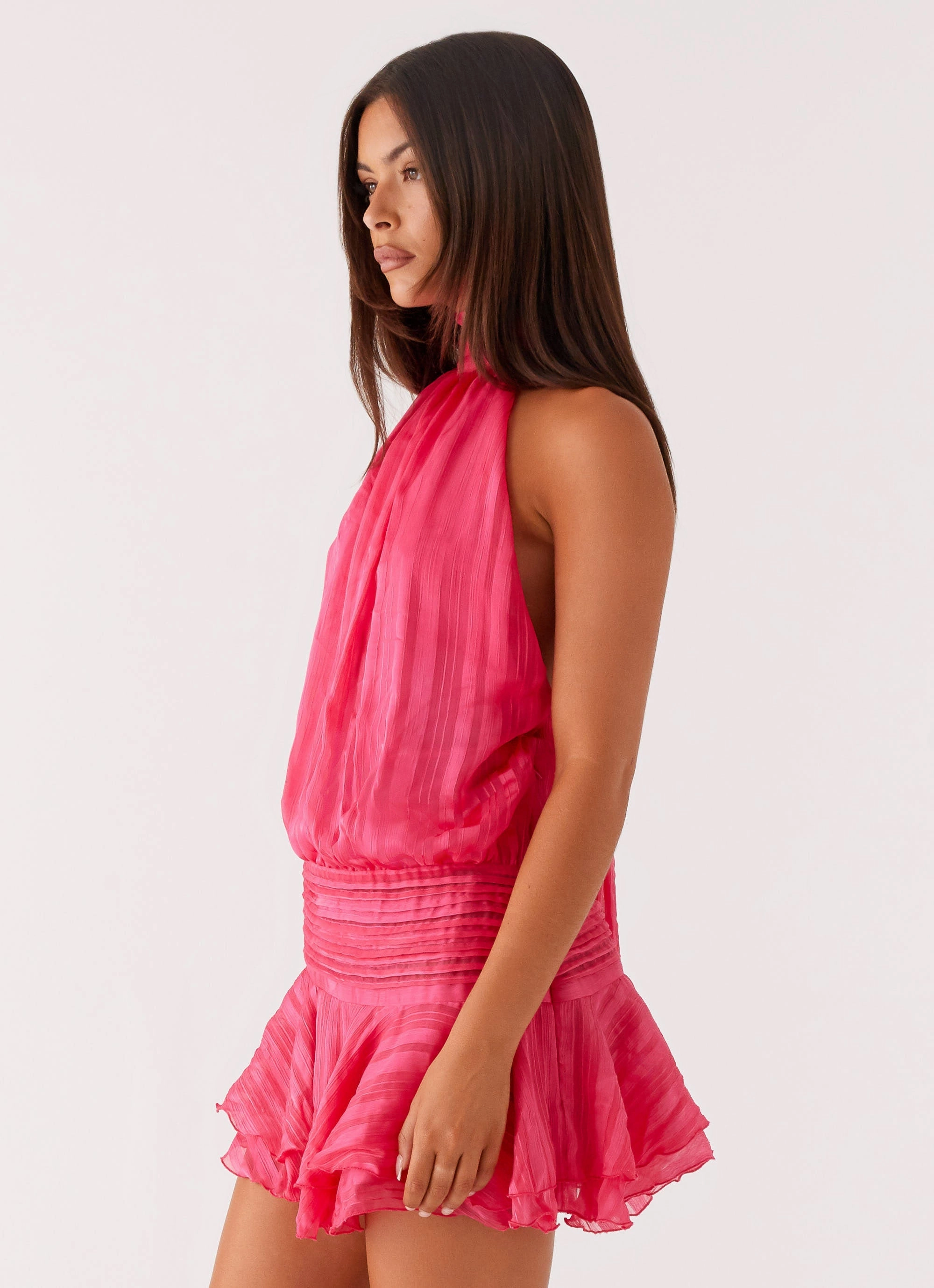 Willow Chiffon Mini Dress - Fuchsia Night Appeal FadeResistantColor