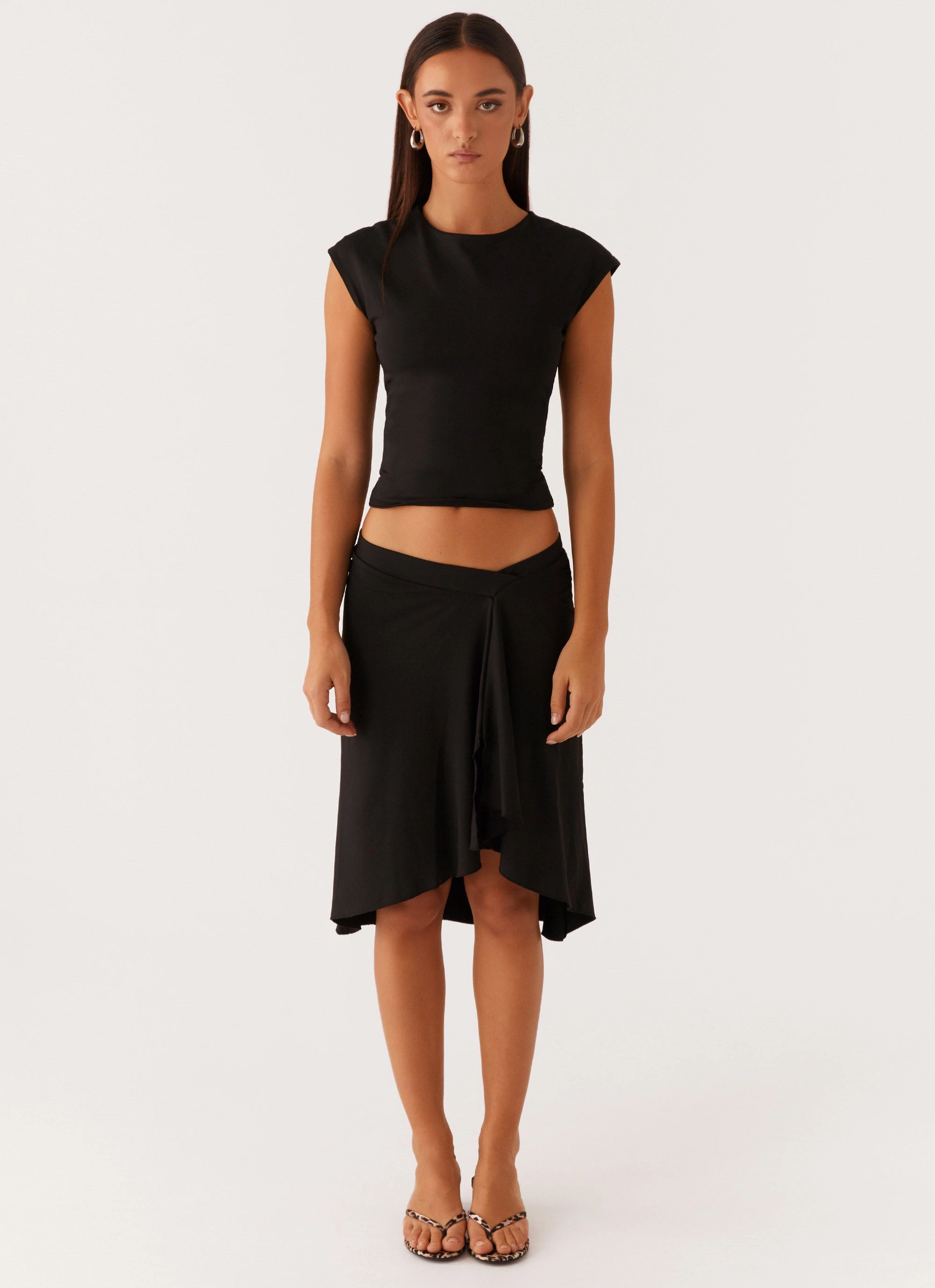 Shes A Lady Midi Skirt - Black Water Repellent Finish