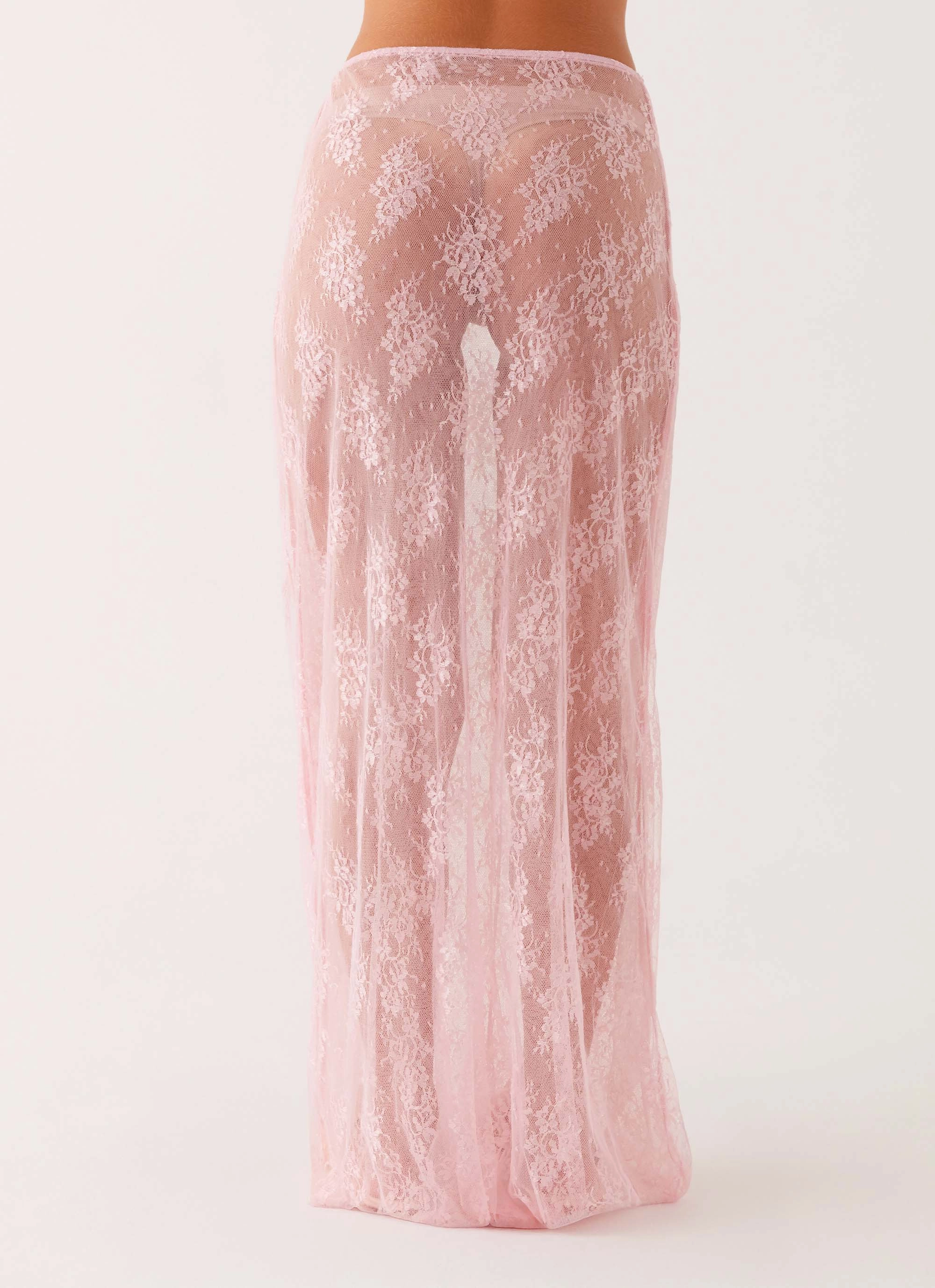 Eco Friendly Dye Caden Lace Maxi Skirt - Pink