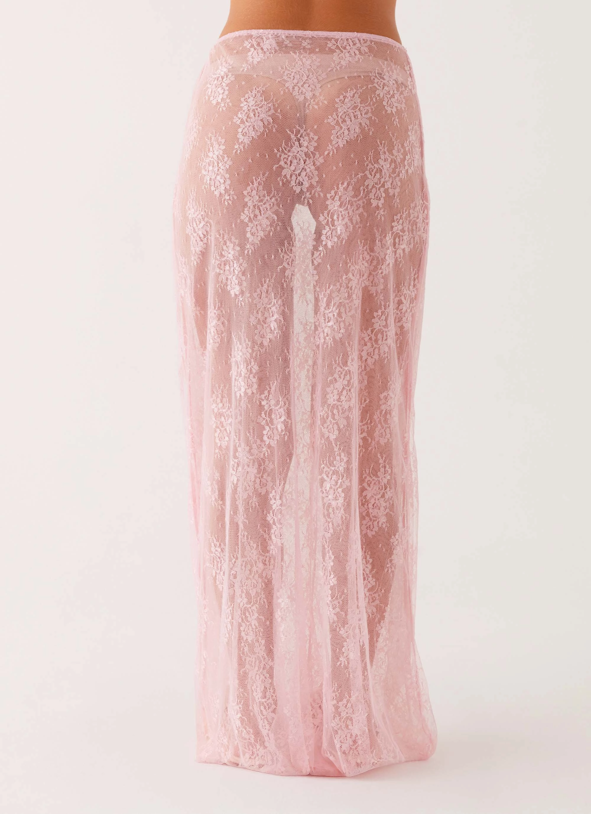 high contrast Minimalist Chic Caden Lace Maxi Skirt - Pink