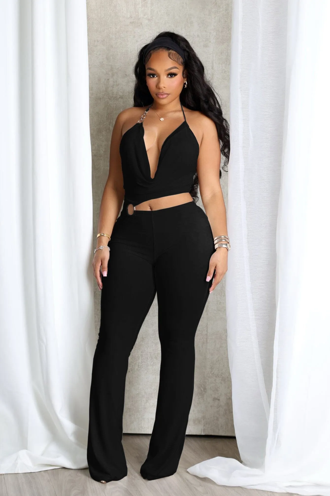 Trendy Waist Durable Construction Shiva O Ring Cut Out Detail Jumpsuit