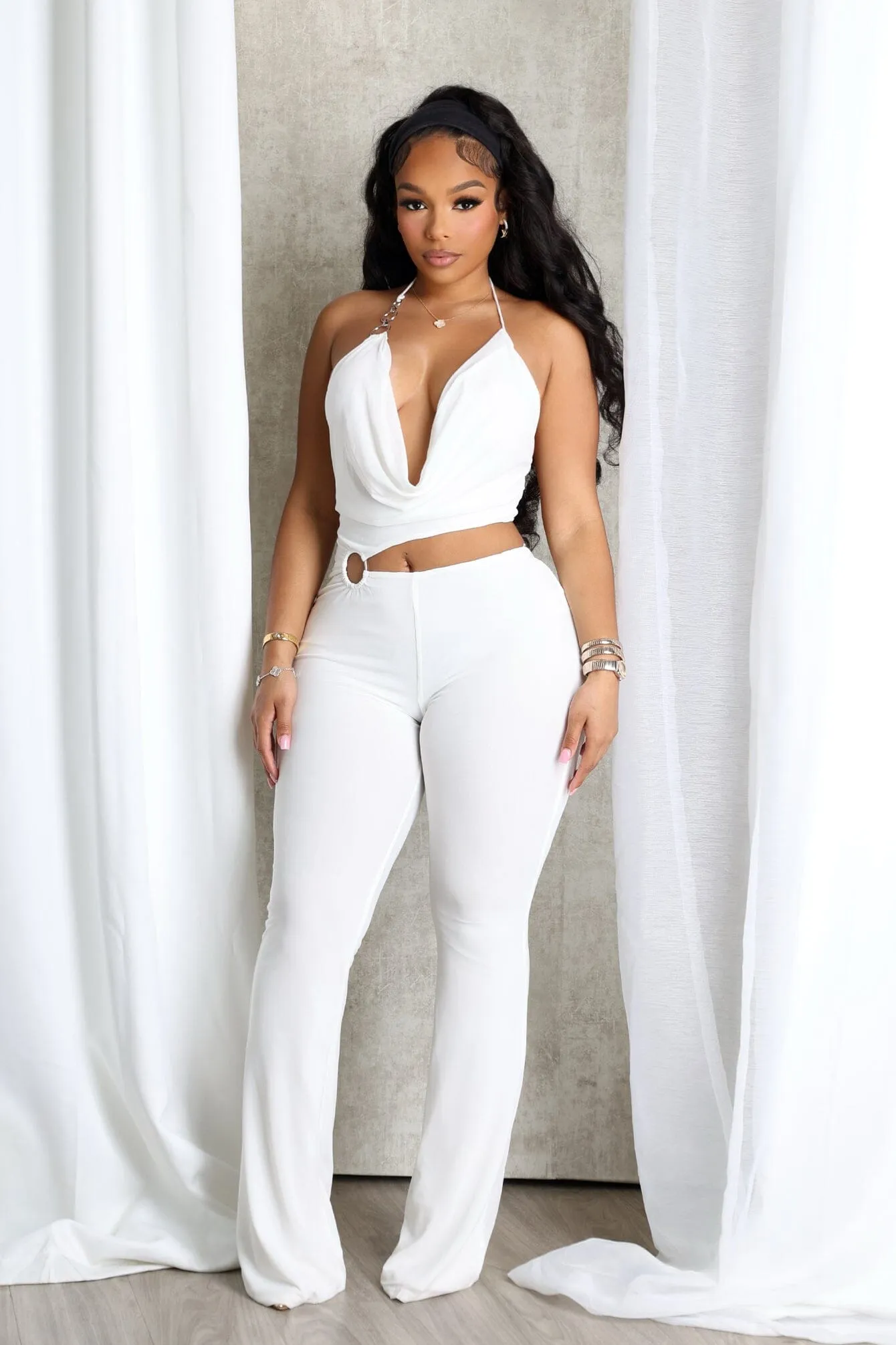 Stain Release Finish Comfy Vibes Shiva O Ring Cut Out Detail Jumpsuit