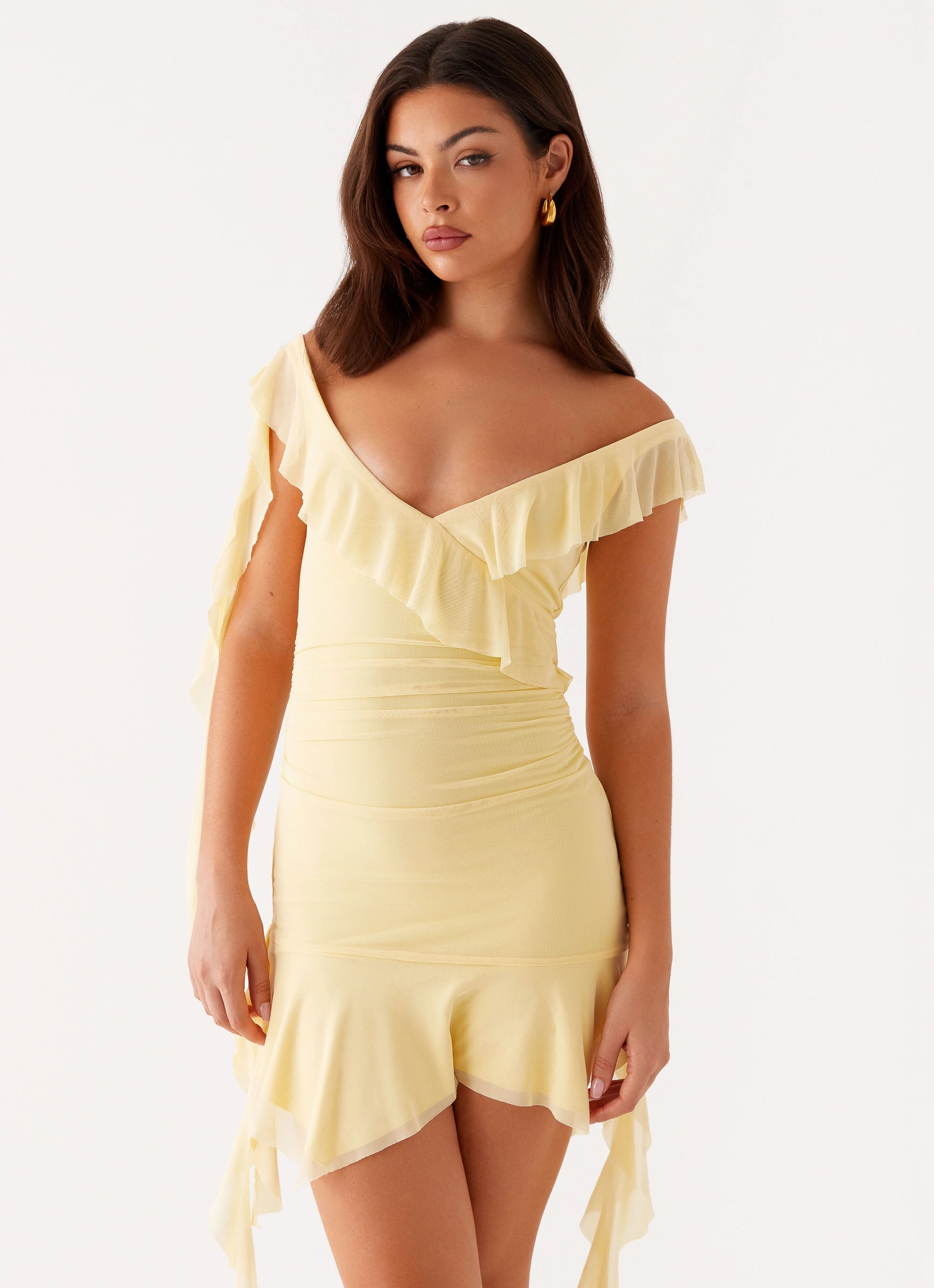 Shona Mini Dress - Yellow Crisp Details gentle style