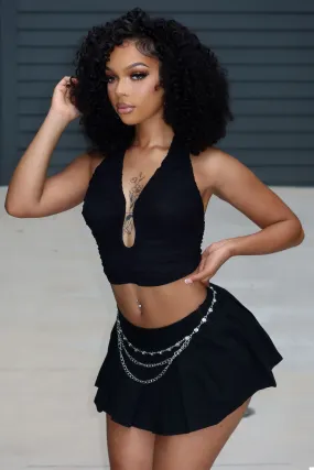 Siren Wire Mesh Halter Top Hybrid Fabric Blend