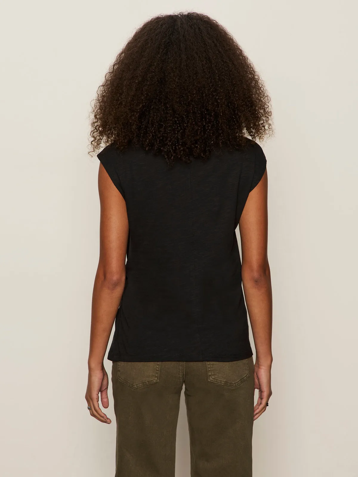 Side Tie Muscle Tee Black Drop Shoulder Cut Contemporary Cut