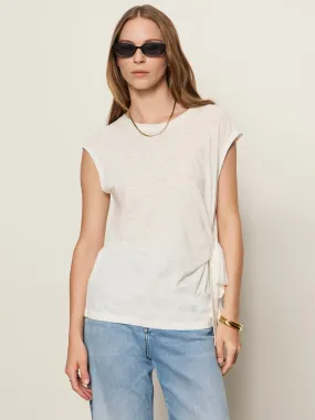 Side Tie Muscle Tee White Drop Shoulder Comfortable Collar
