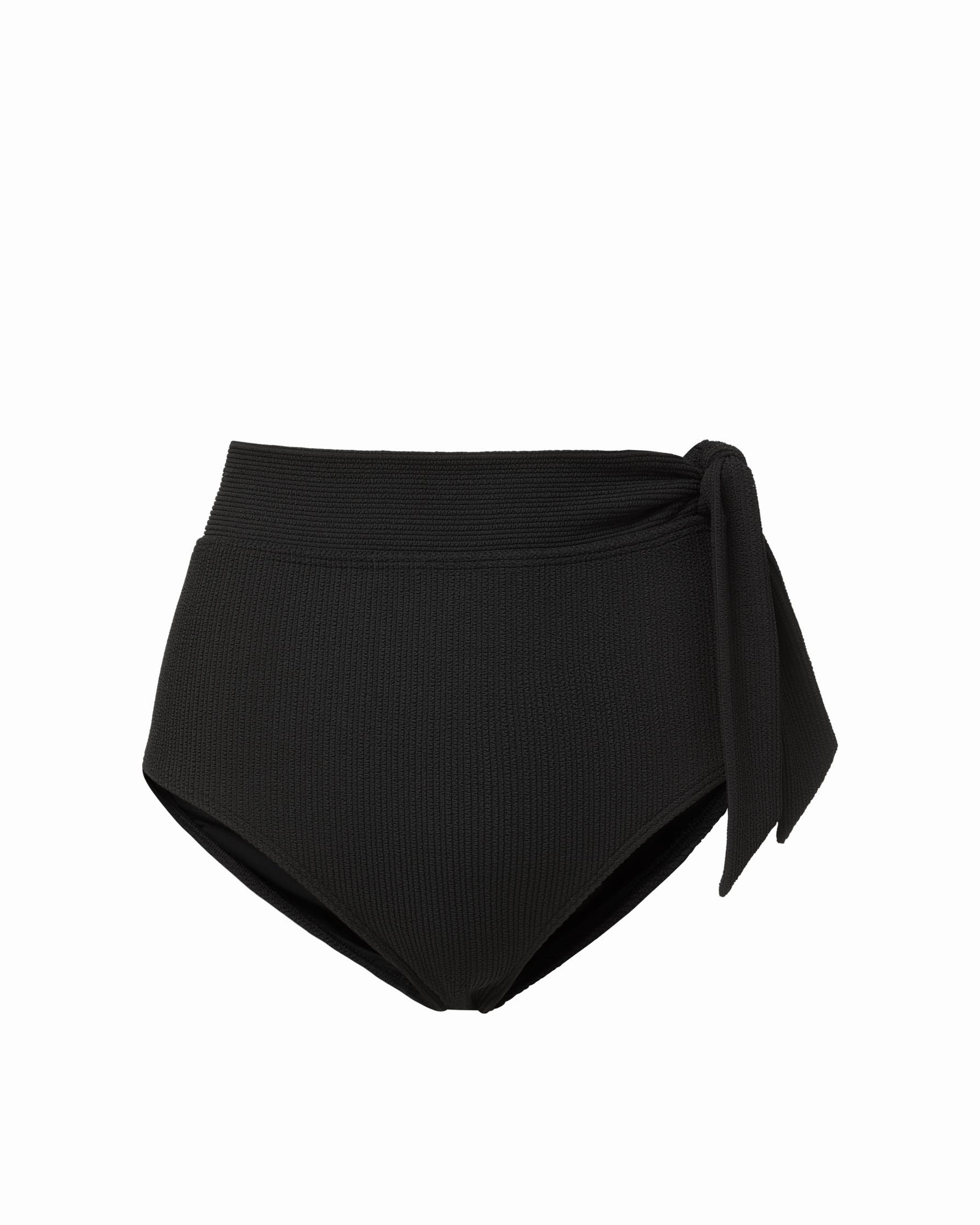 Side Tie High Waist Bottom Black Texture Chic Look Seasonal Trend