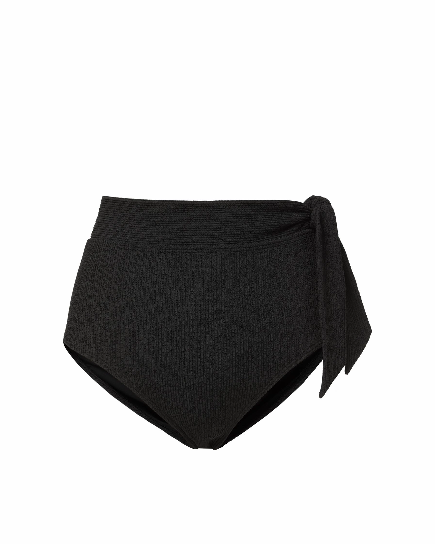 Petite Side Tie High Waist Bottom Black Texture