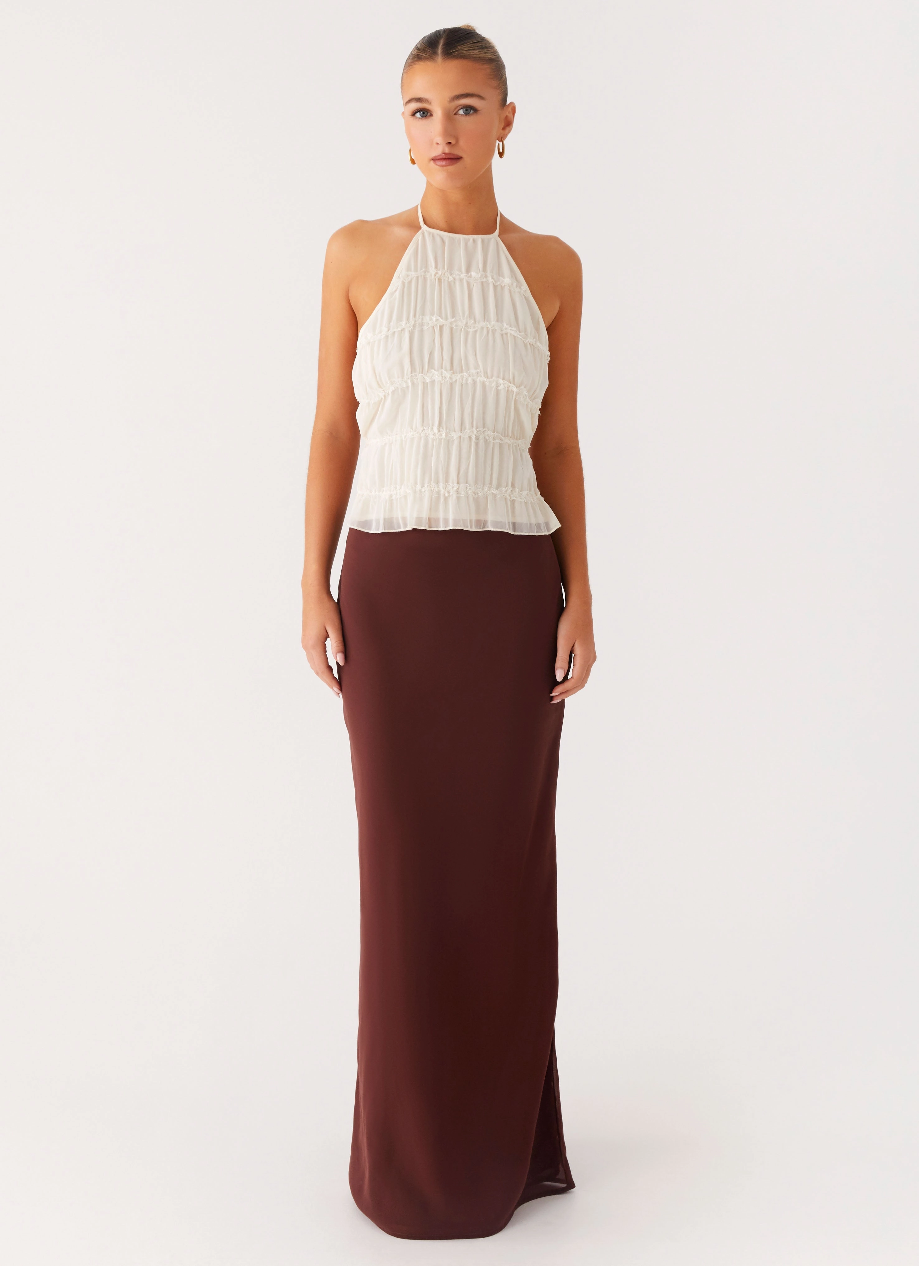 Signature Detail Lightweight Sienna Sunset Maxi Skirt - Chocolate