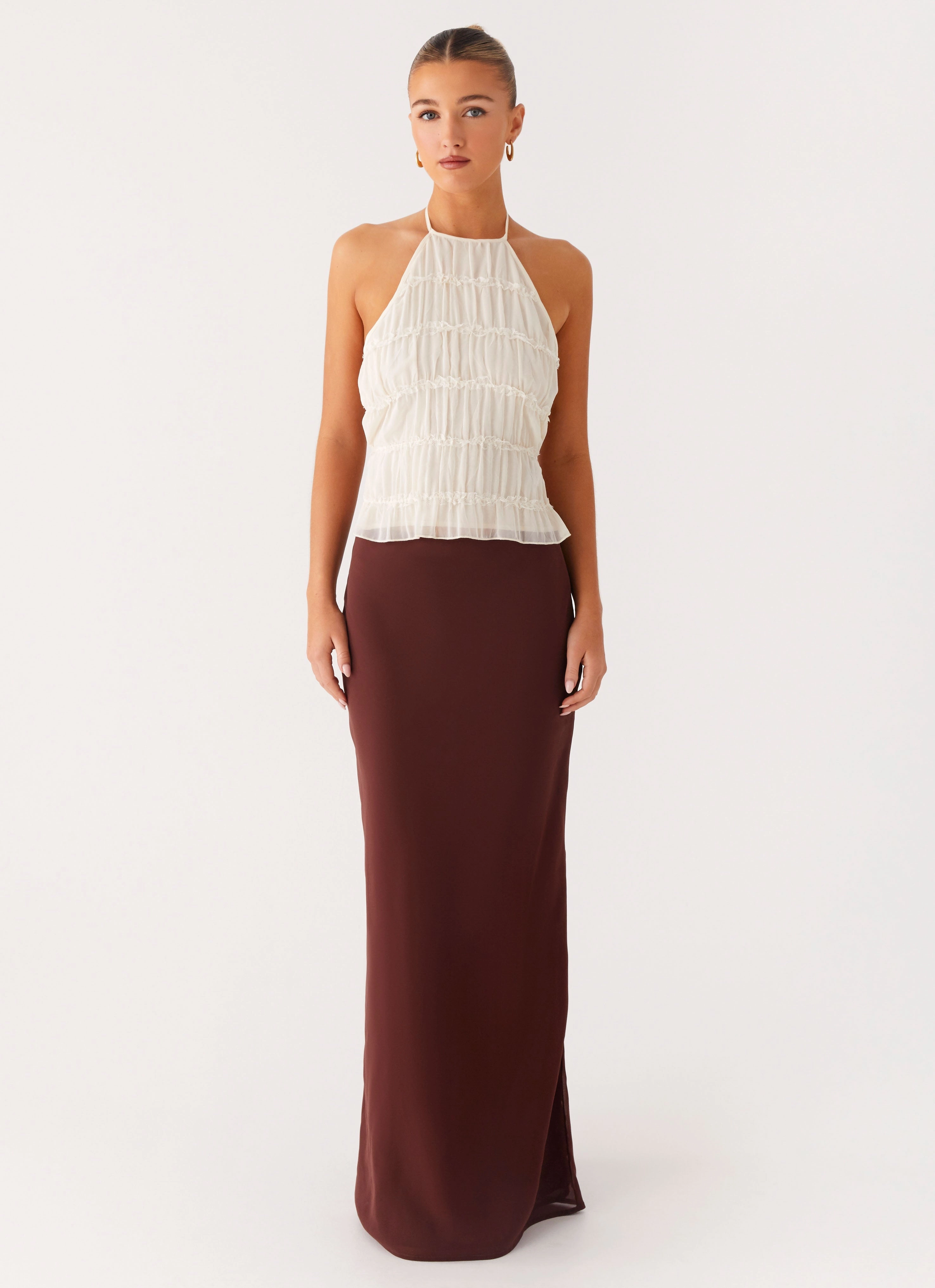 Sienna Sunset Maxi Skirt - Chocolate Non Irritating Texture Machine wash safe
