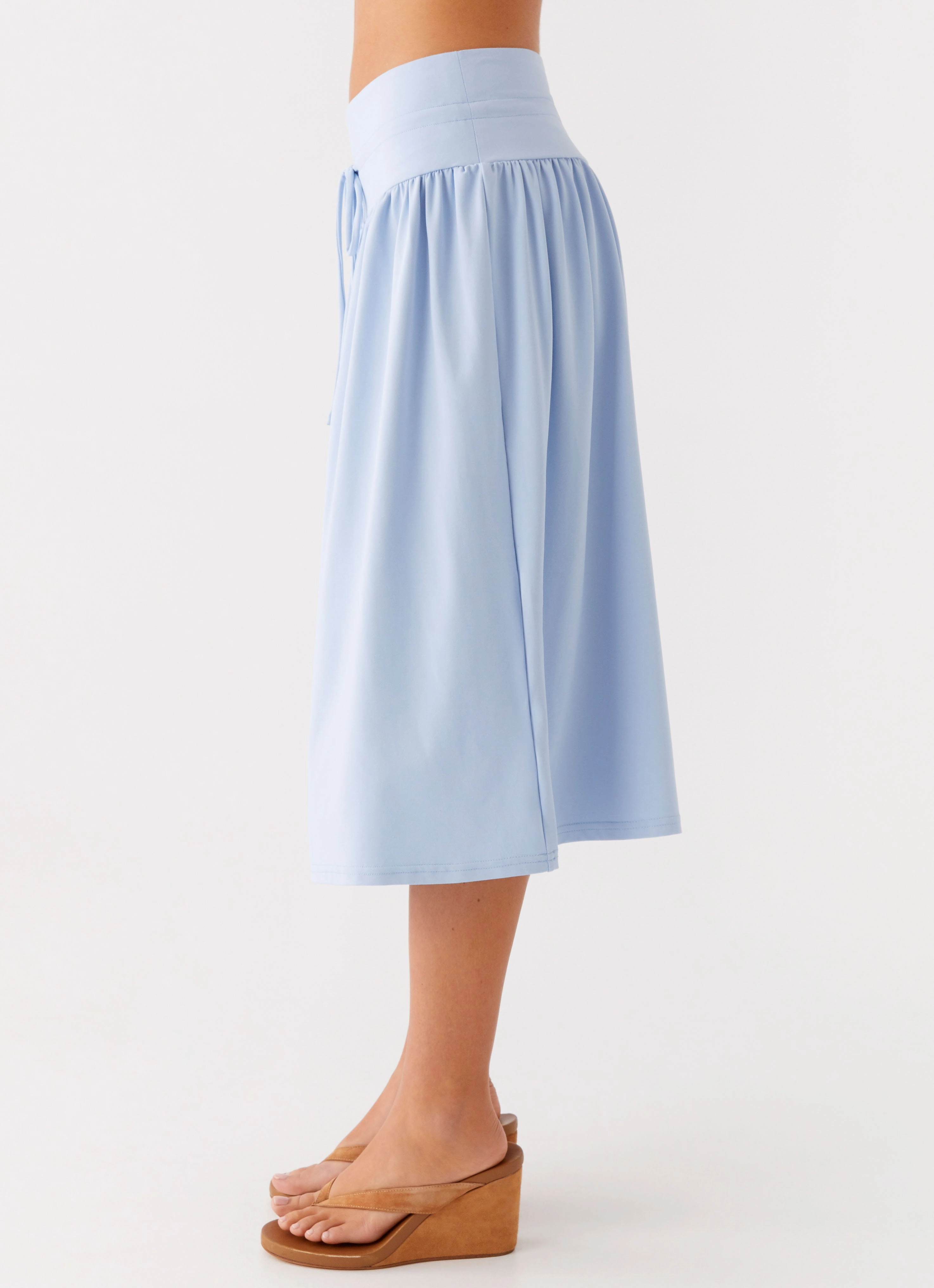 Silver Tides Midi Skirt - Blue Subtle Finish