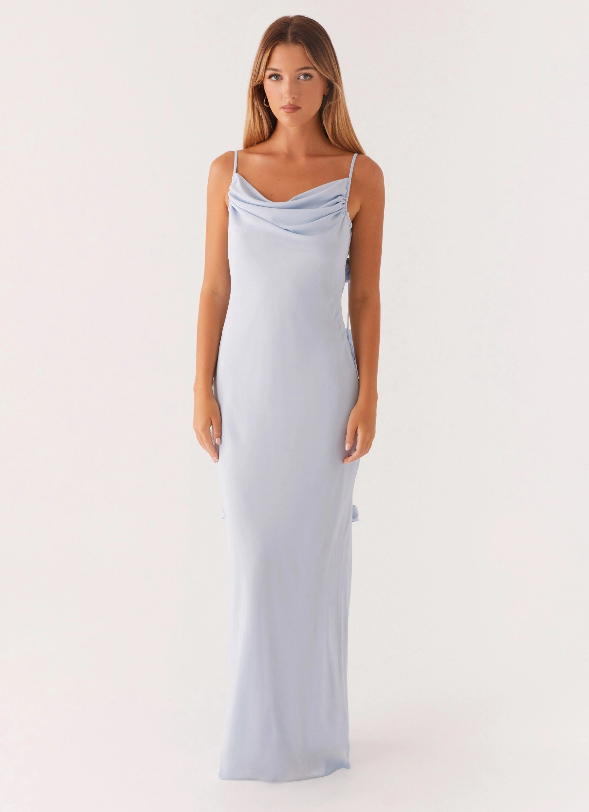 Simona Maxi Dress - Pastel Blue Smooth Line Weekend Casual