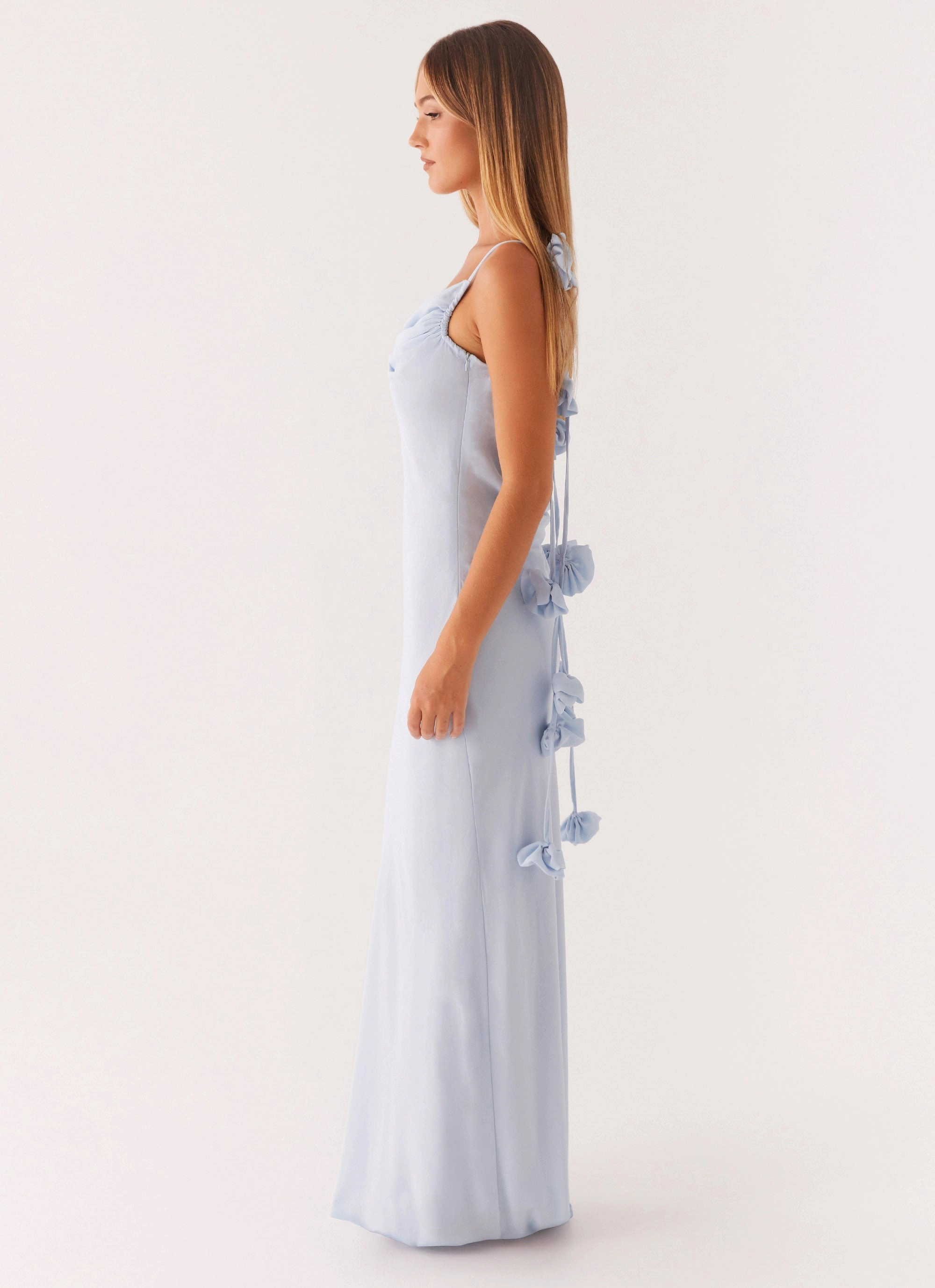 Simona Maxi Dress - Pastel Blue Sleek Touch