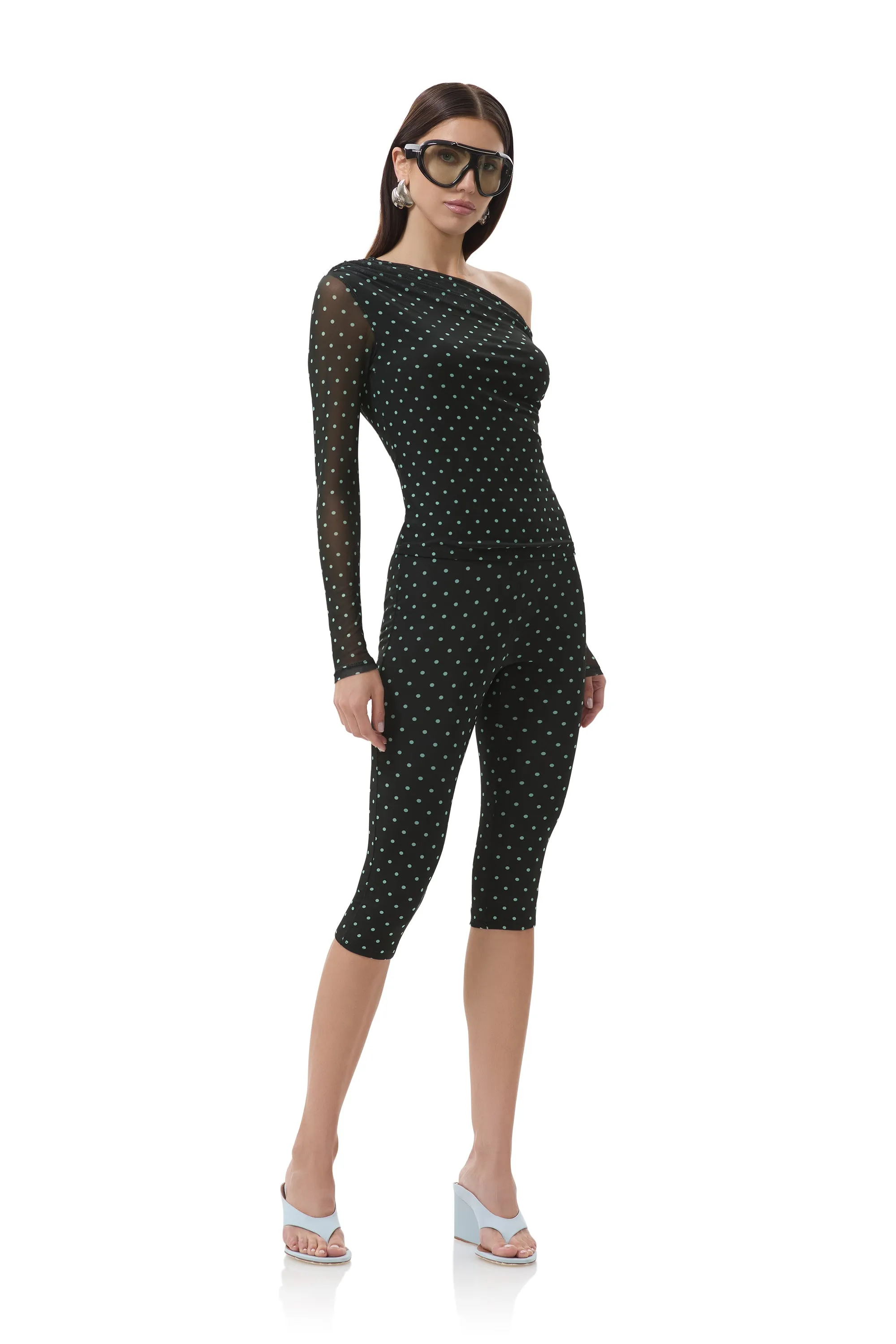 Recycled Polyester Slim Silhouette Gianna Capri Pant - Aqua Dot