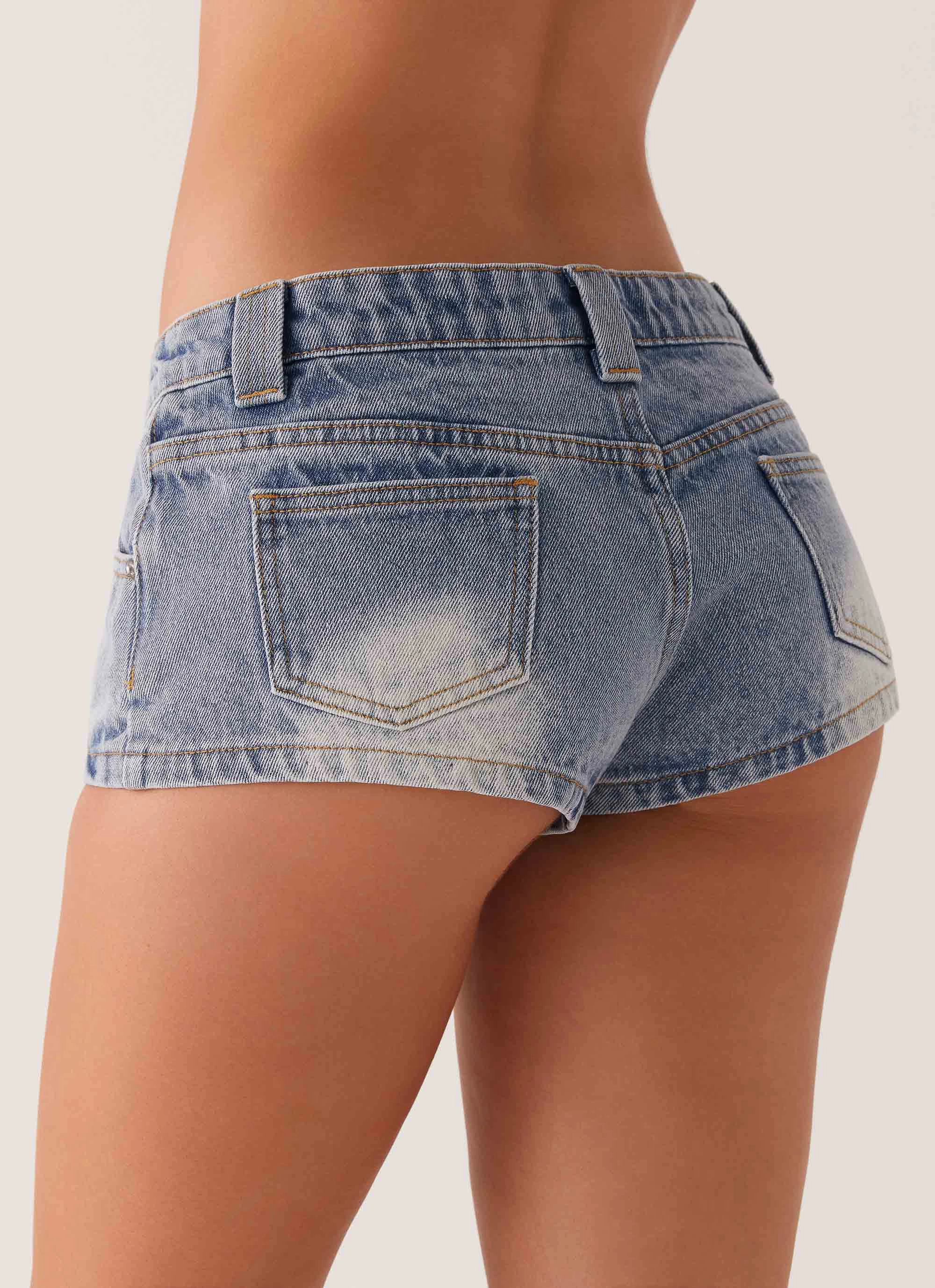 Headland Low Rise Denim Shorts - Light Wash Blue Cross Ventilation Channels