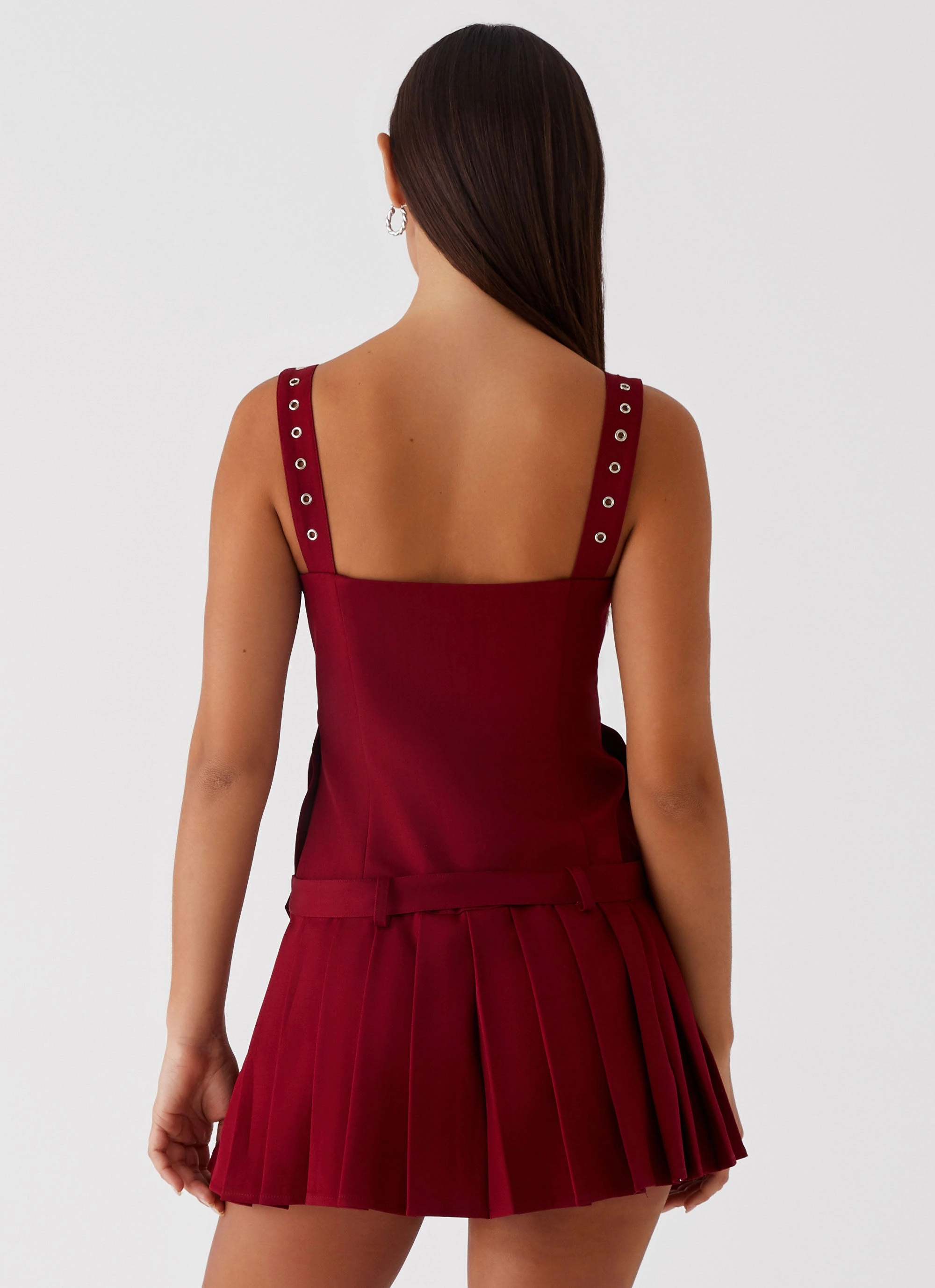 Weighted Hem Hip Skimming Uma Mini Dress - Cherry Red