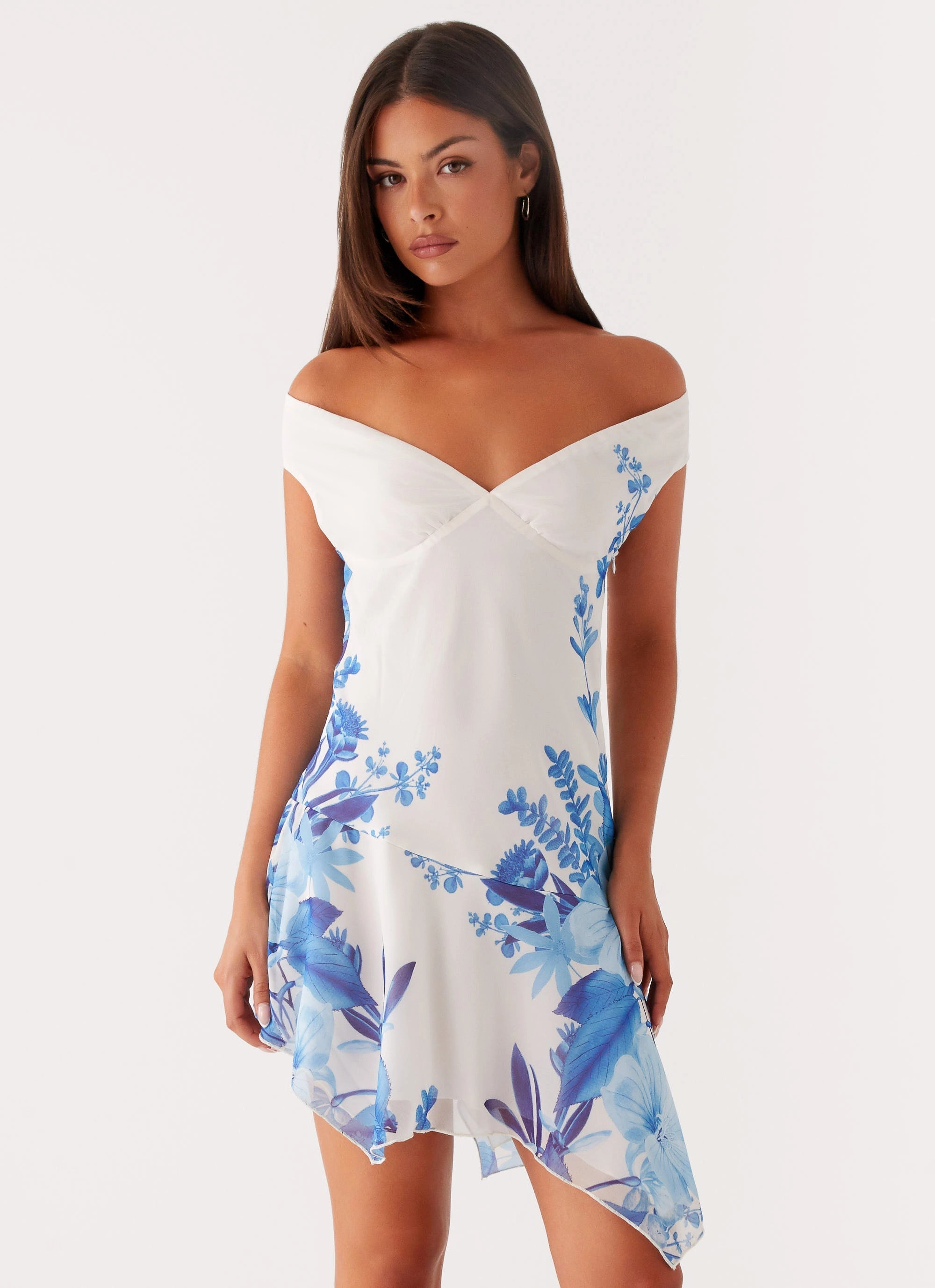 Alma Mini Dress - Blue Floral Print Smooth silhouette