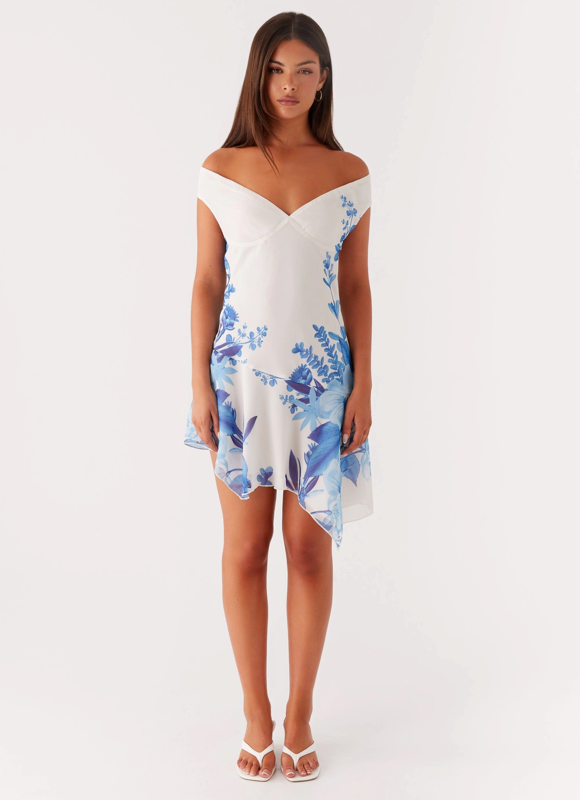 Alma Mini Dress - Blue Floral Print Chill Fit