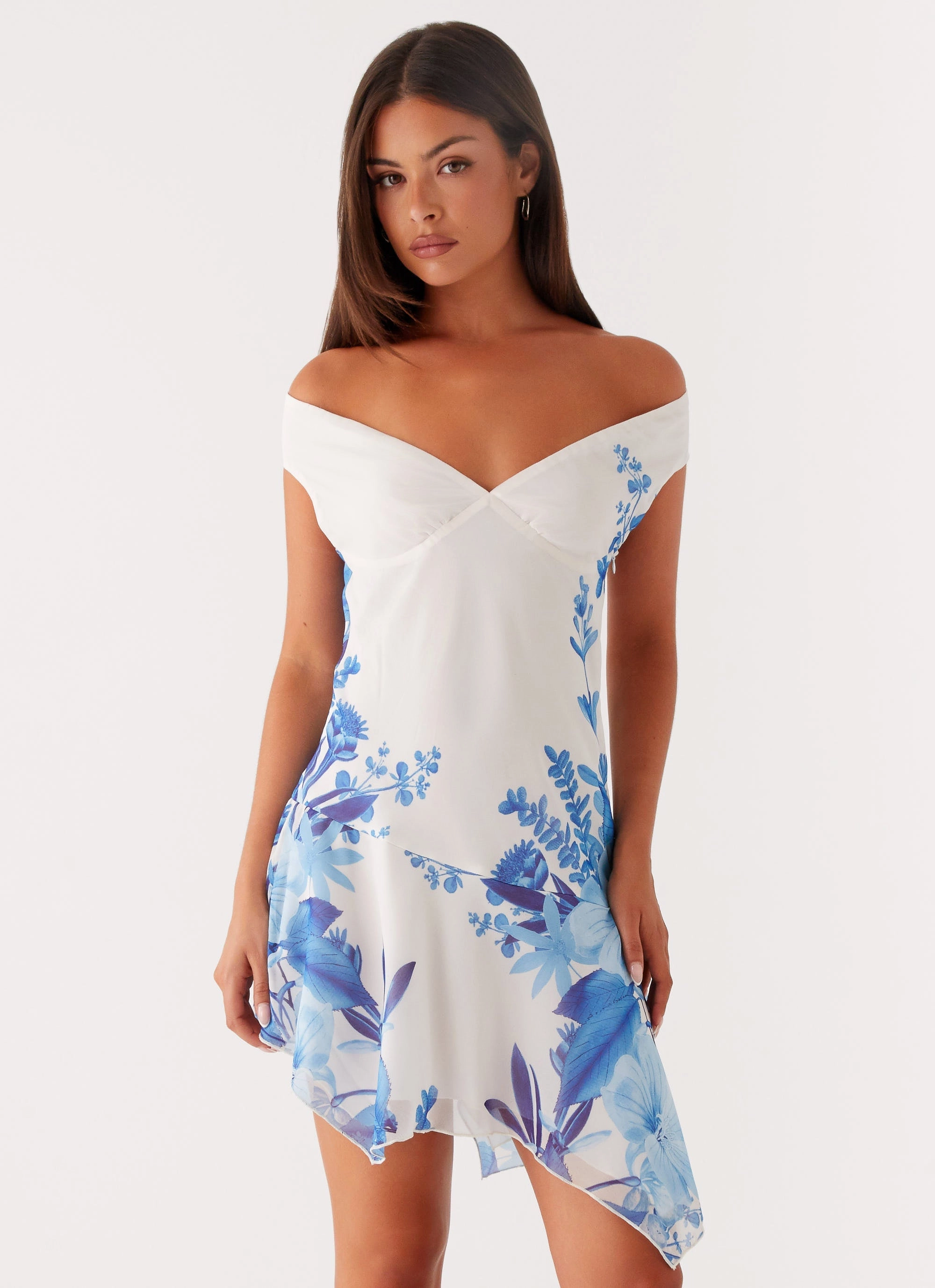 Alma Mini Dress - Blue Floral Print Local Artisan