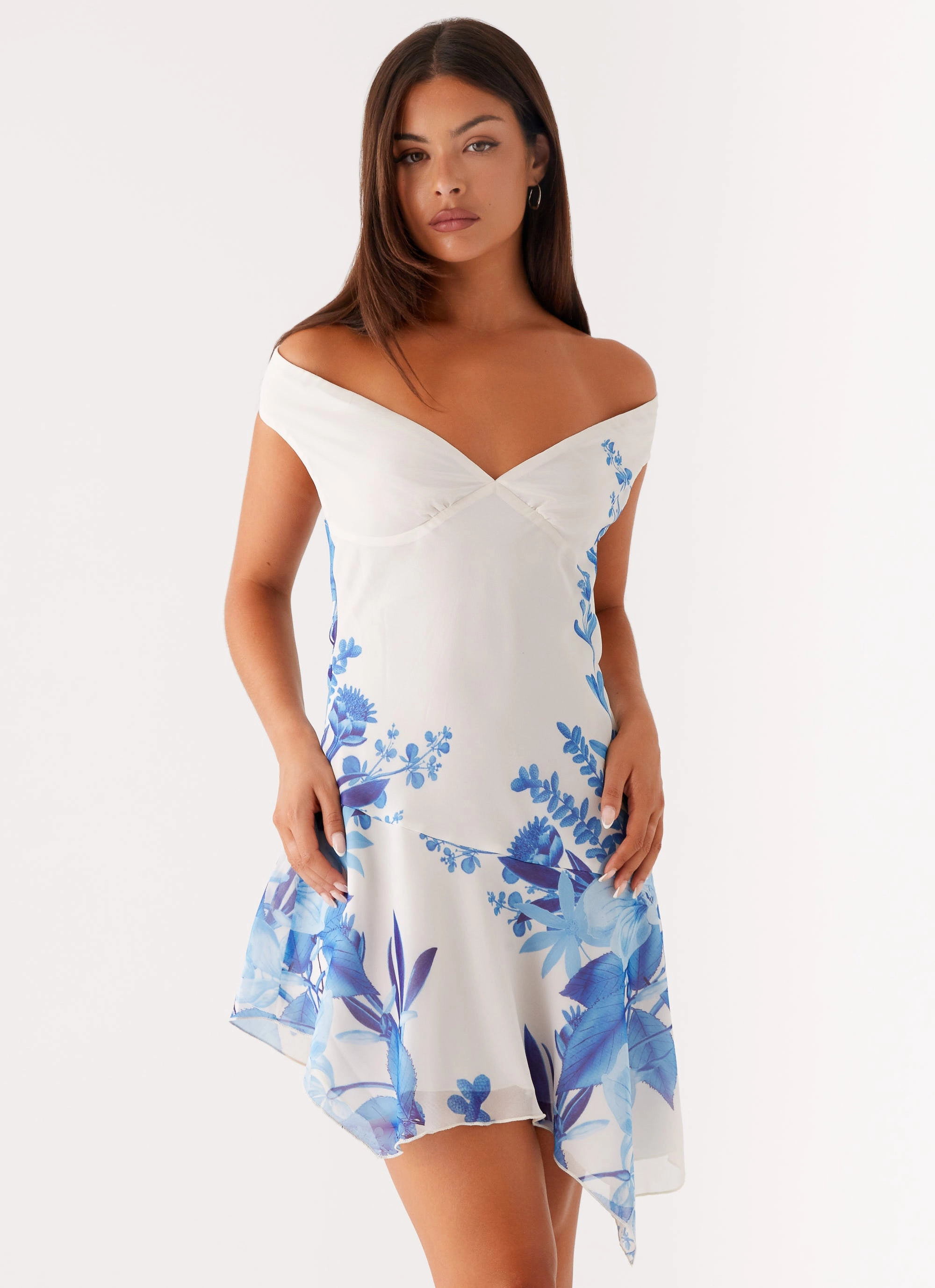Erasable Crease Daily Favorite Alma Mini Dress - Blue Floral Print