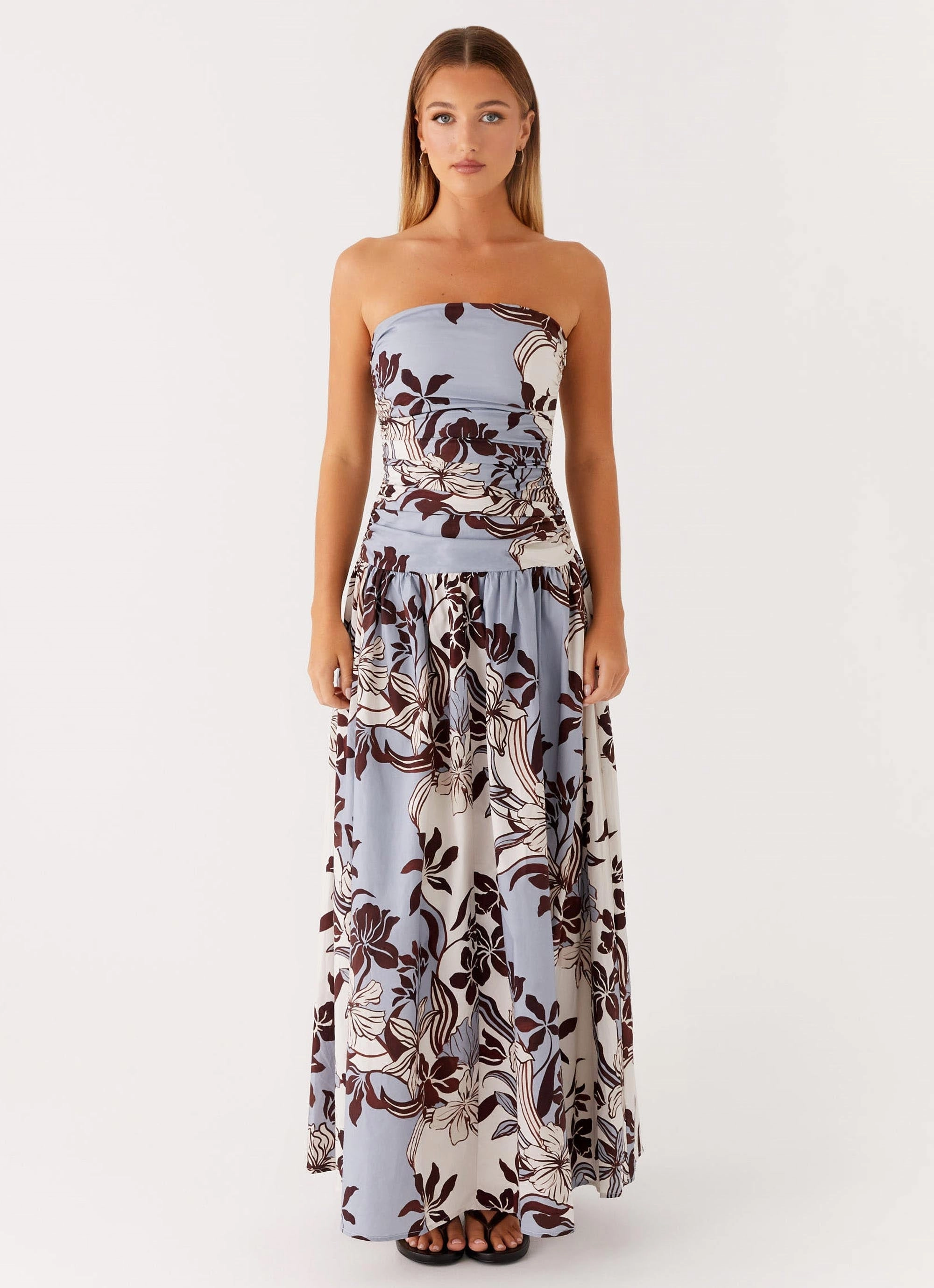 Trendy Layering Boho Tone Carmel Maxi Dress - Bluewood Blossom