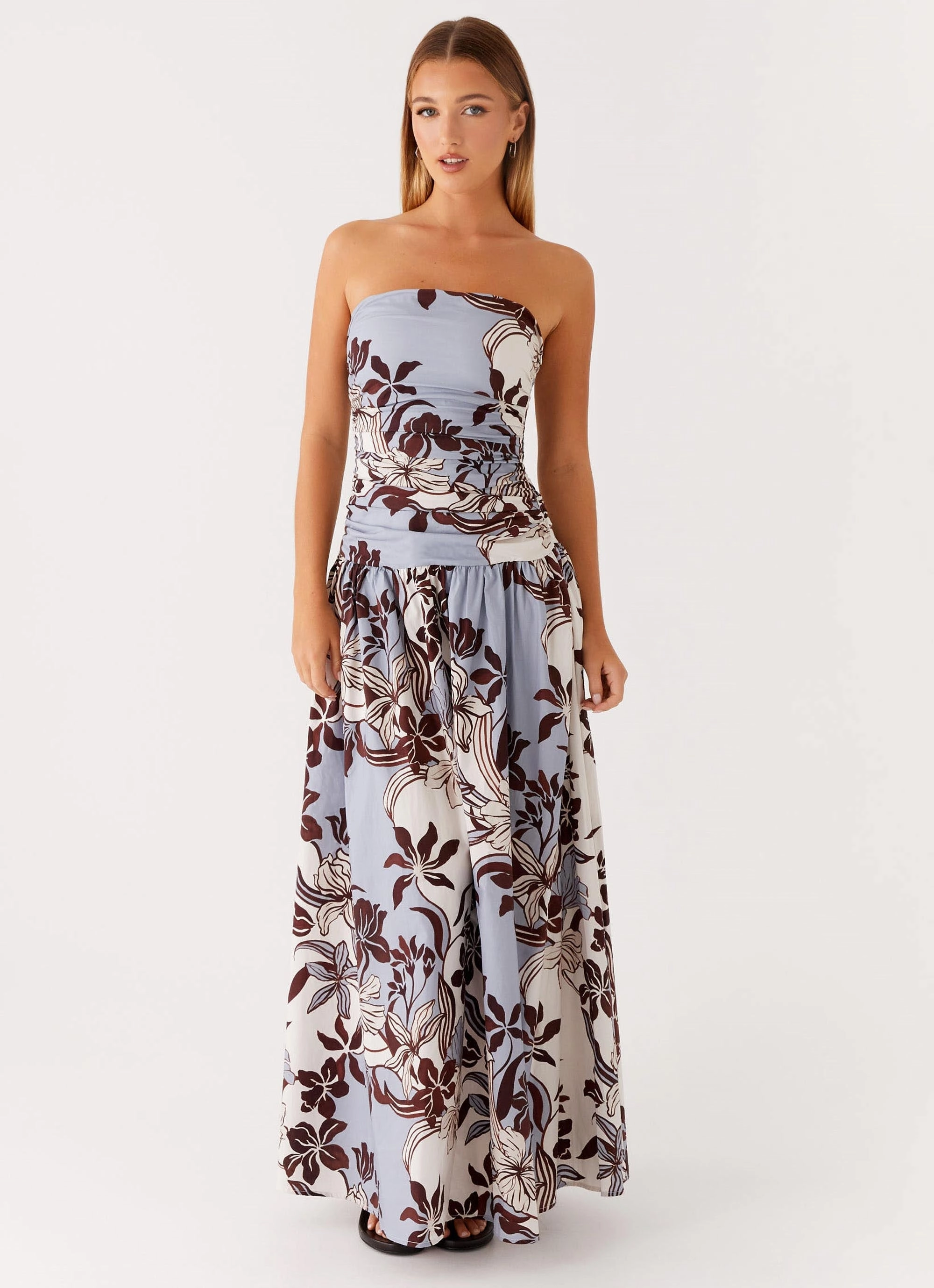 Eco-friendly Carmel Maxi Dress - Bluewood Blossom