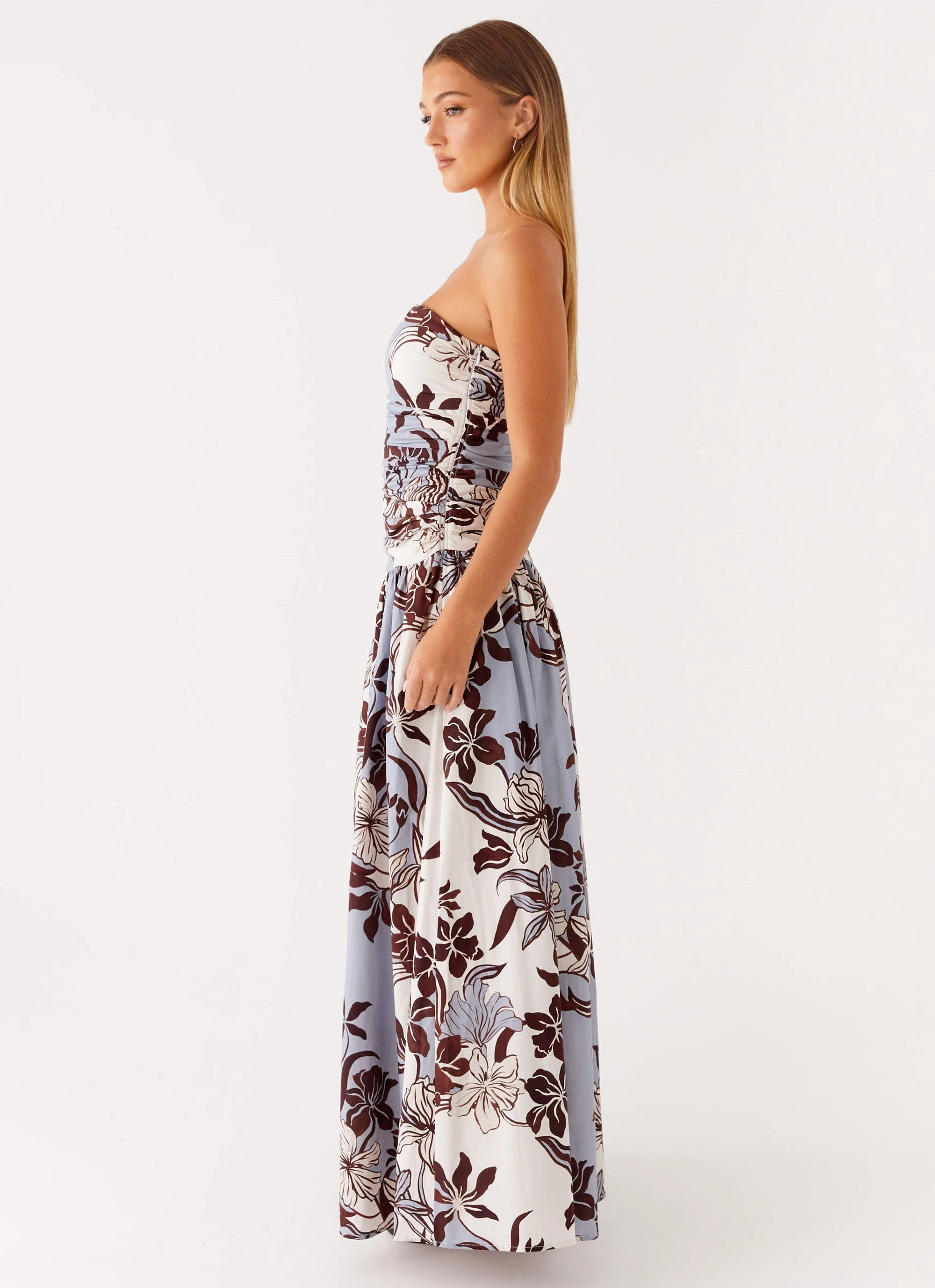 Matte-Lining Carmel Maxi Dress - Bluewood Blossom