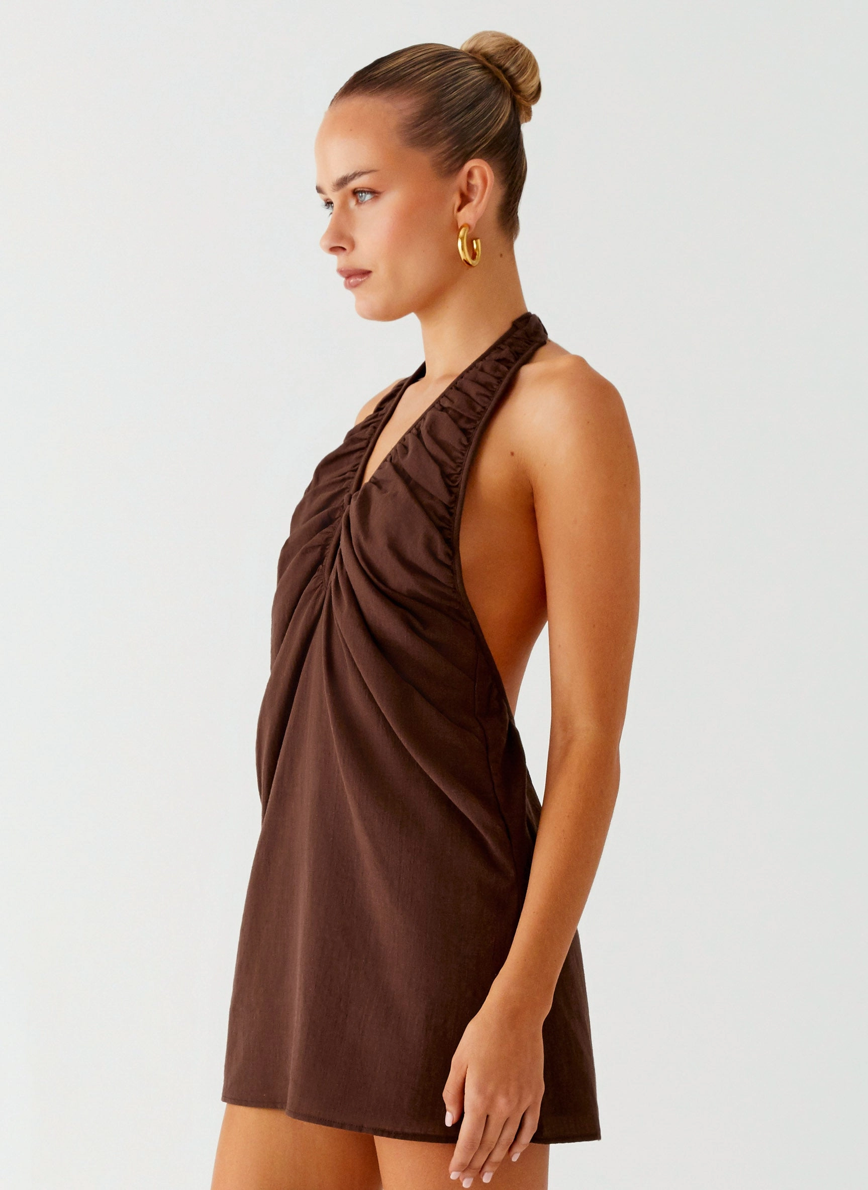 Jepsen Halter Mini Dress - Chocolate Soft Movement