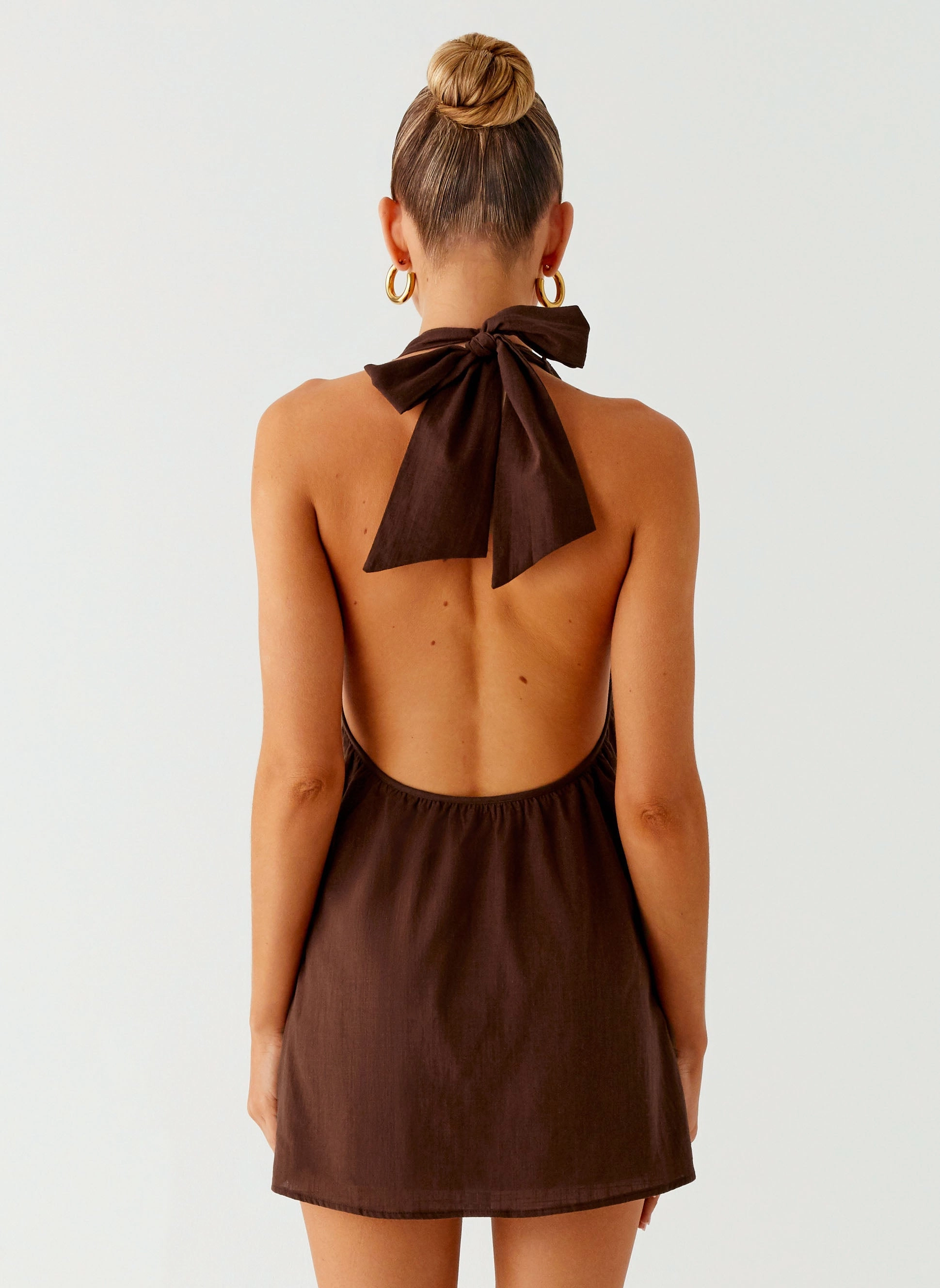 Jepsen Halter Mini Dress - Chocolate Young adult Designer Inspired