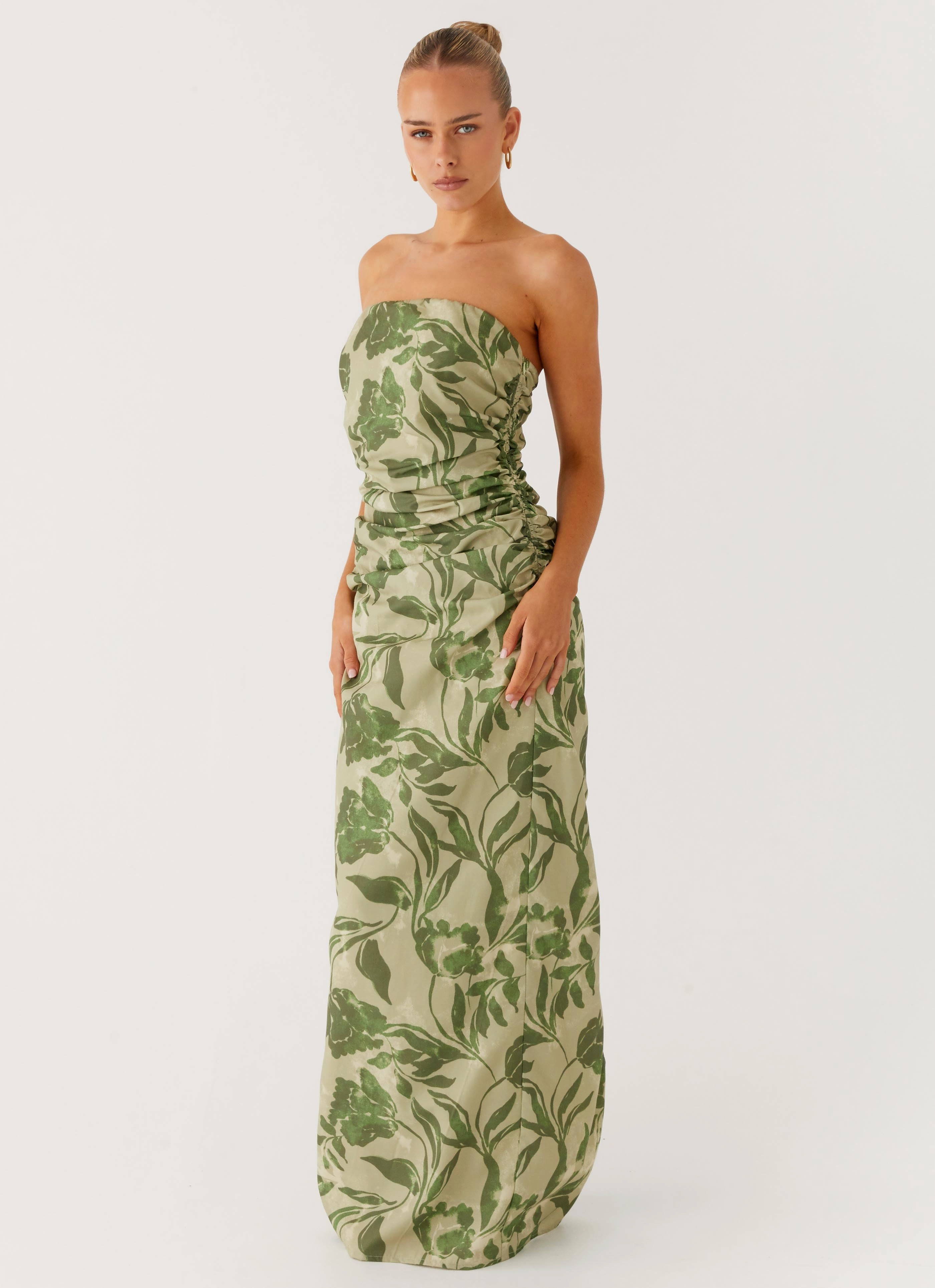 Metallic Finish Scandi Clean Sirrah Maxi Dress - Jade Fern