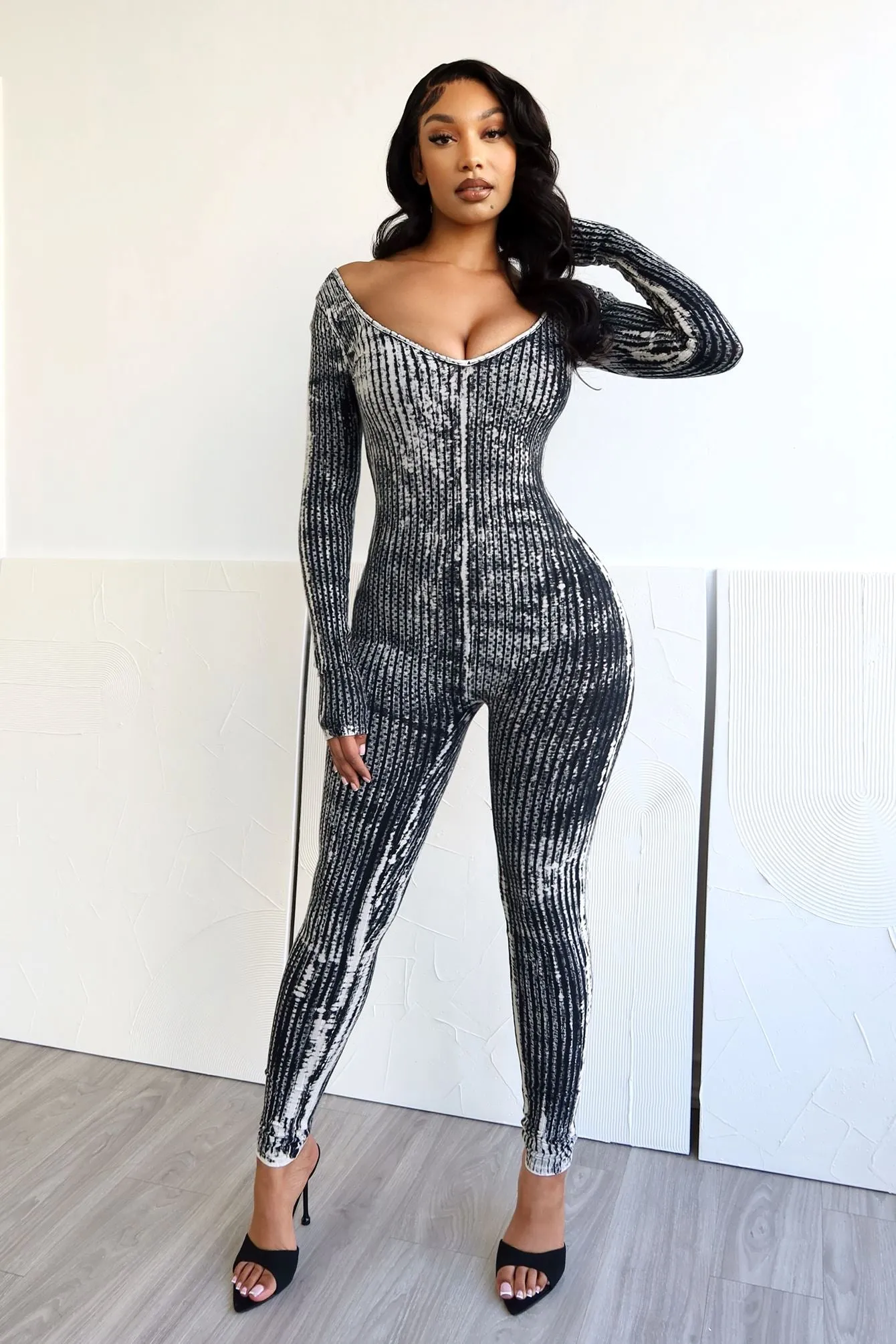 Versatile Comfort Wear Relaxed Fit Skim Milk Ribbed Wide Neck Jumpsuit