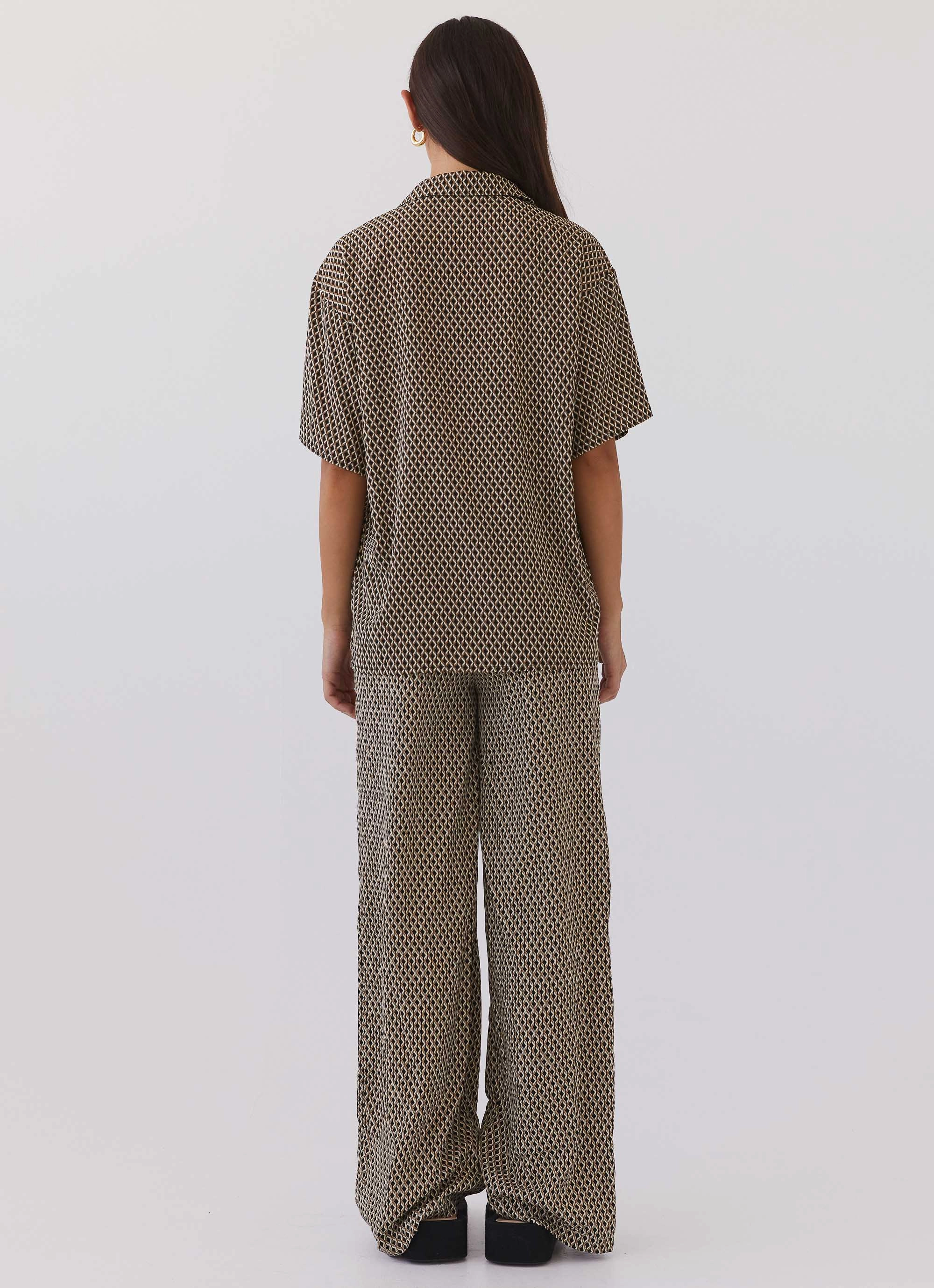 RuggedDurability Bruno Wide Leg Pants - Brown Geo