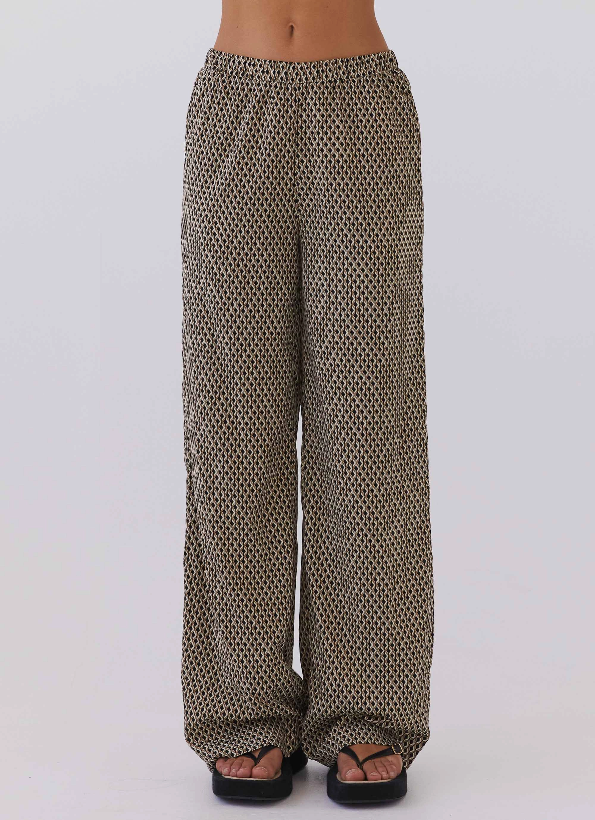Functional Layer Multi Pocket Configuration Bruno Wide Leg Pants - Brown Geo