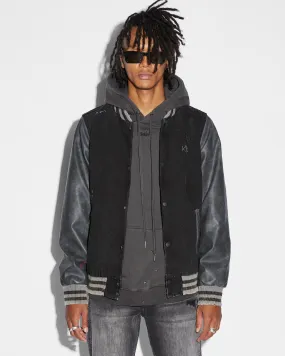 Comfortable Layer HygienicCoating SKRIBED KING JACKET BLACK Shape Retention Knitting