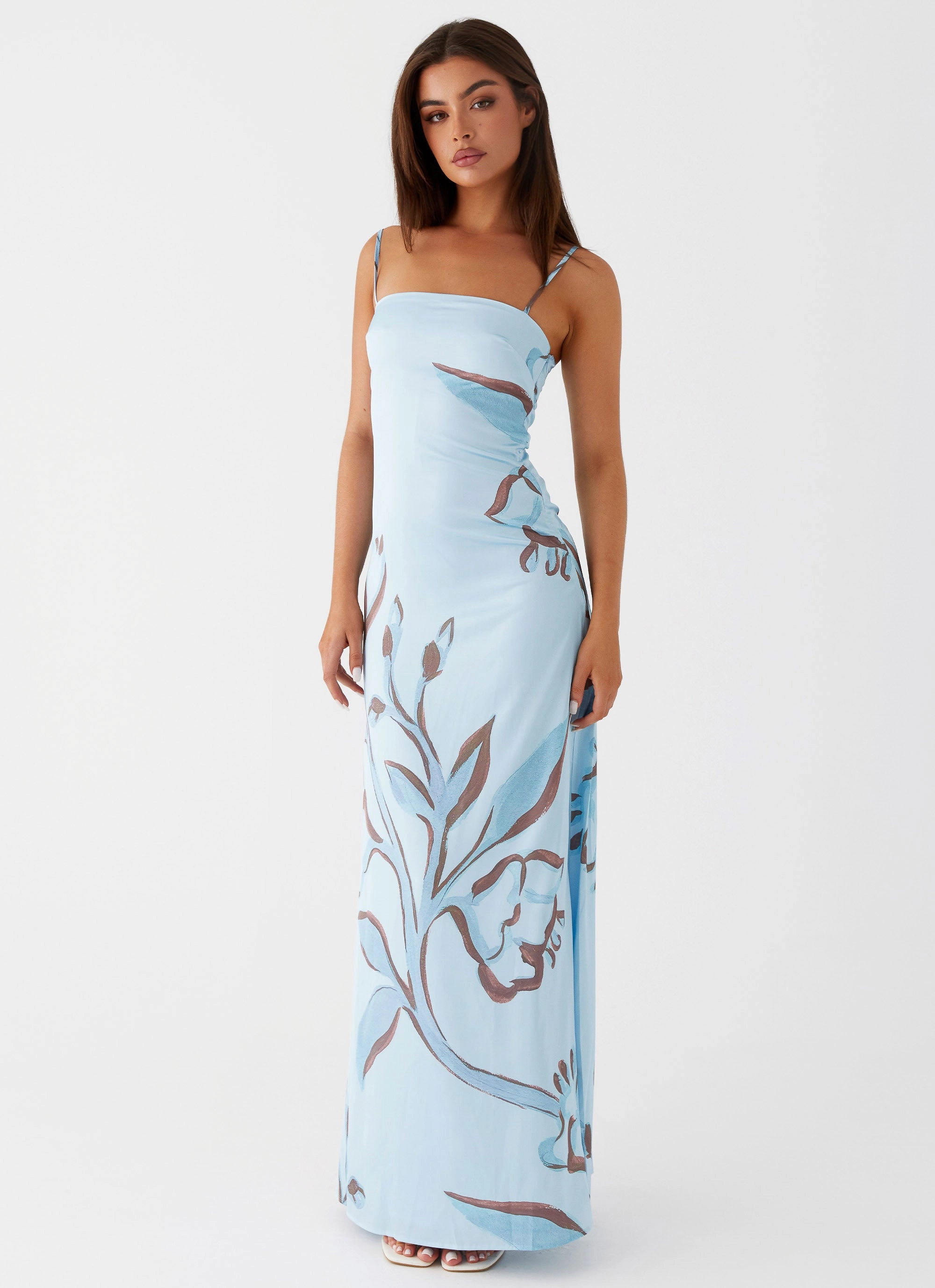 Aster Bloom Maxi Dress - Blue Floral Beauty Feel