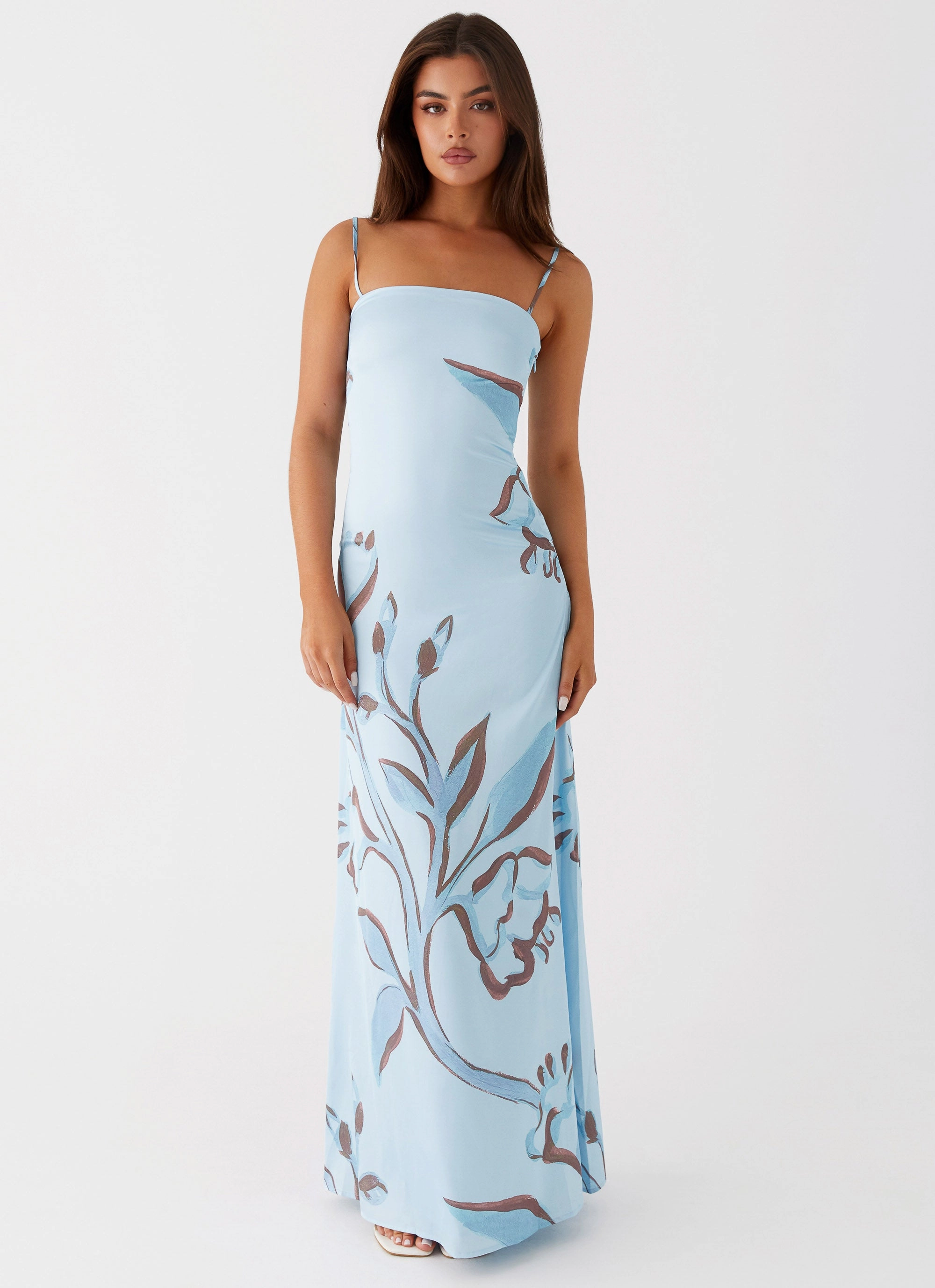 Aster Bloom Maxi Dress - Blue Floral Power Soft All-season garment