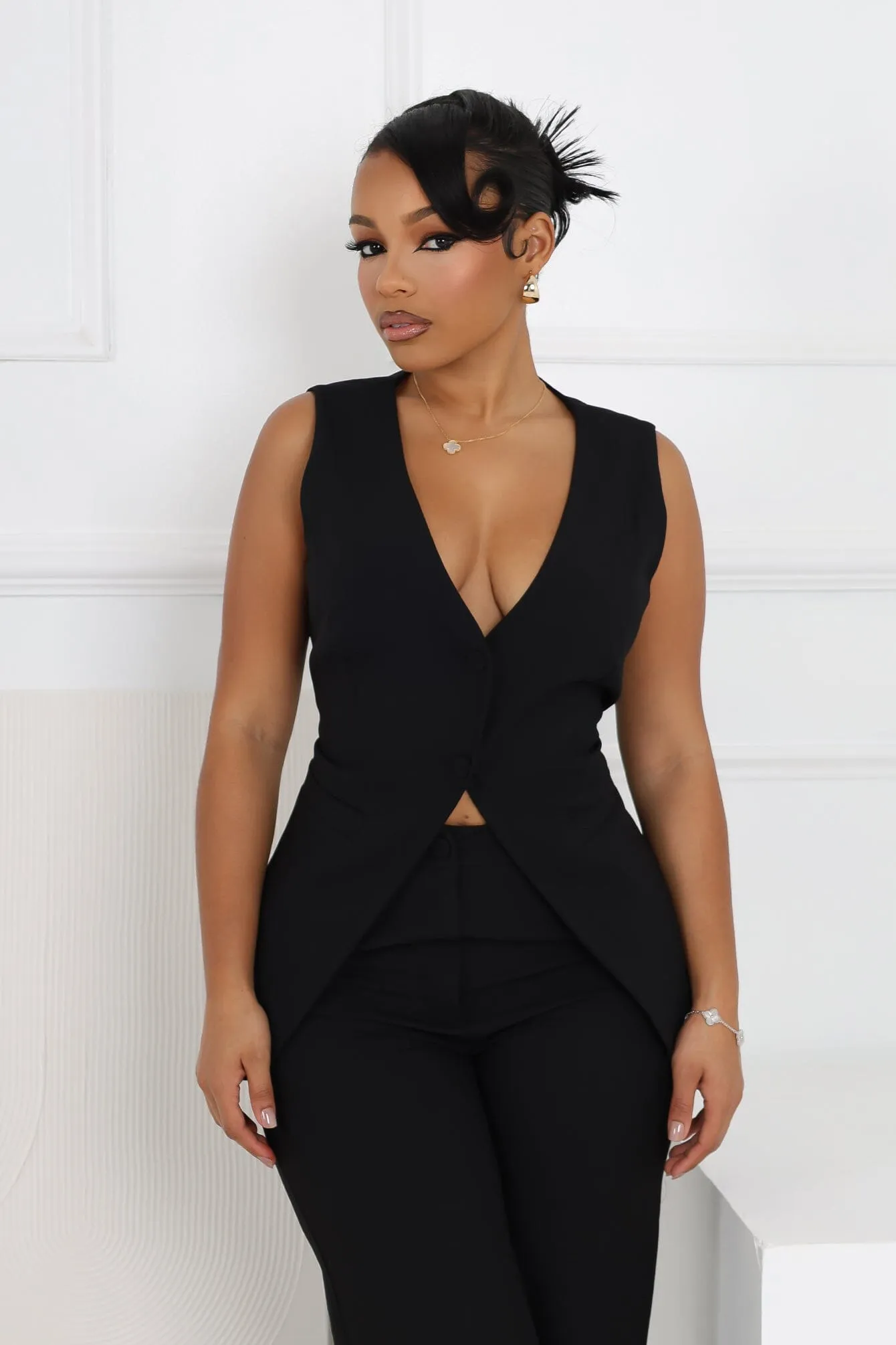 Amilia Woven Tailored Vest Top Midweight Four Way Stretch