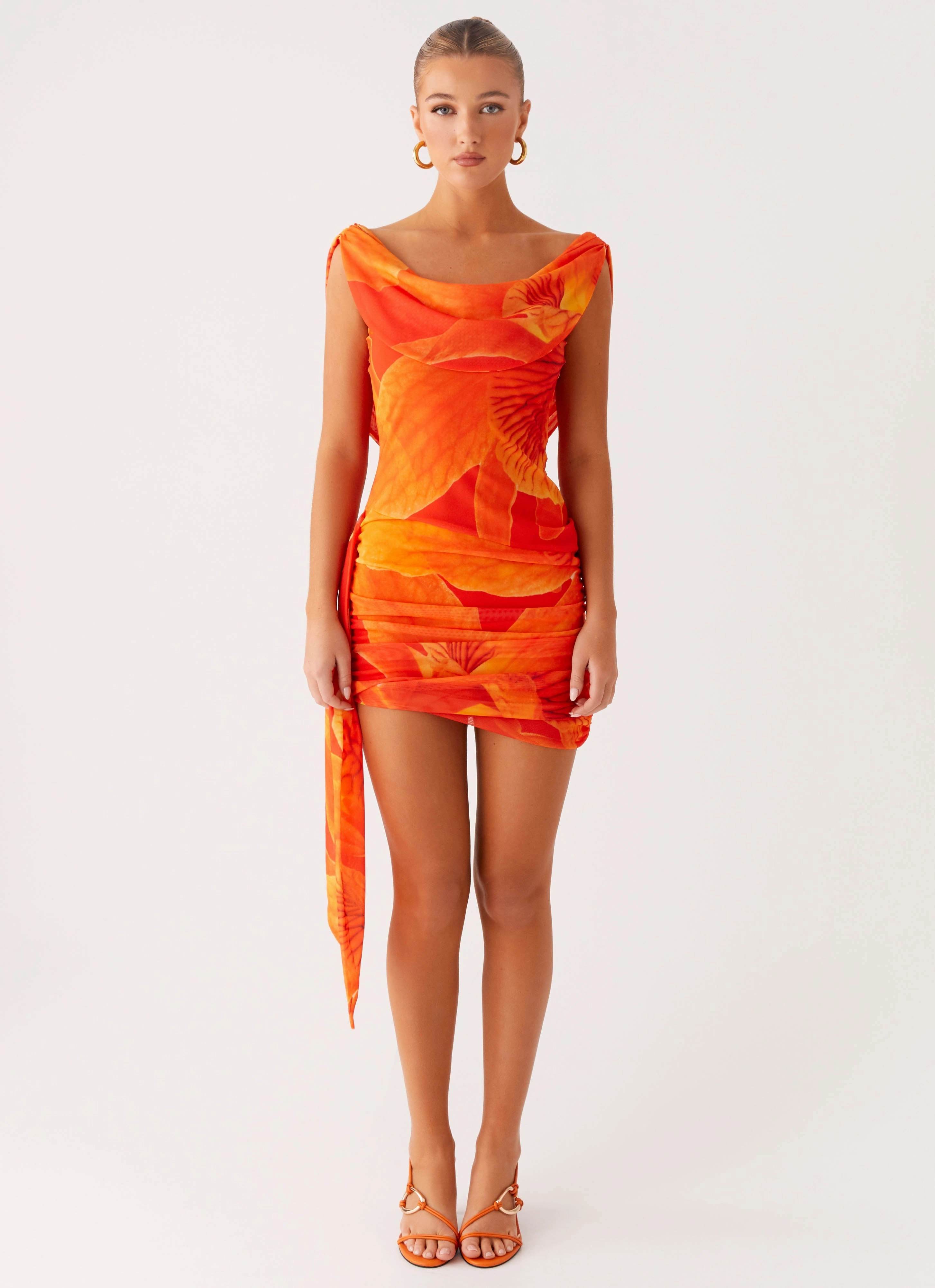 Rolled Hem Good Fortune Mini Dress - Serene Orange