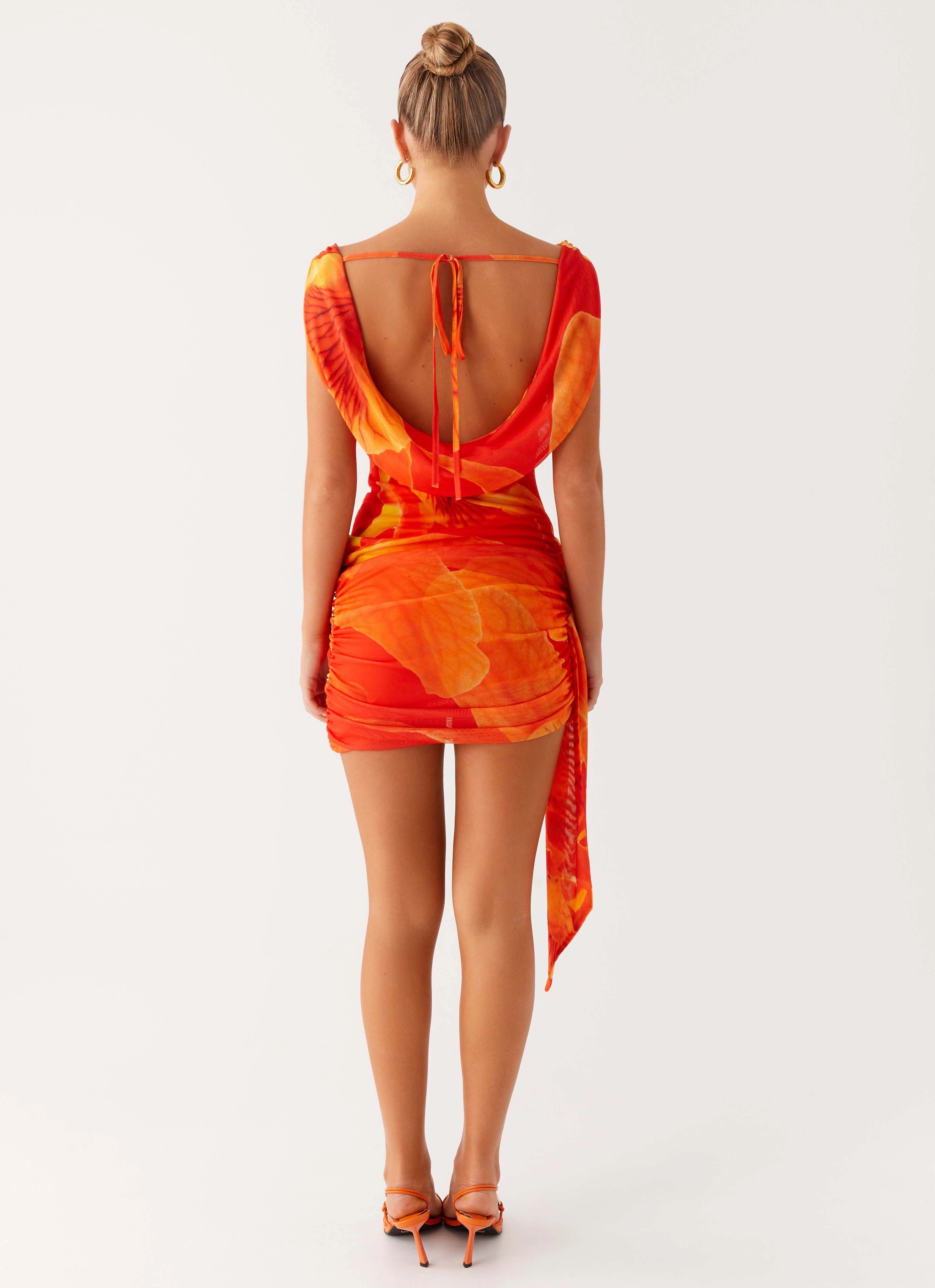 Daily Fashion Ruching Details Good Fortune Mini Dress - Serene Orange