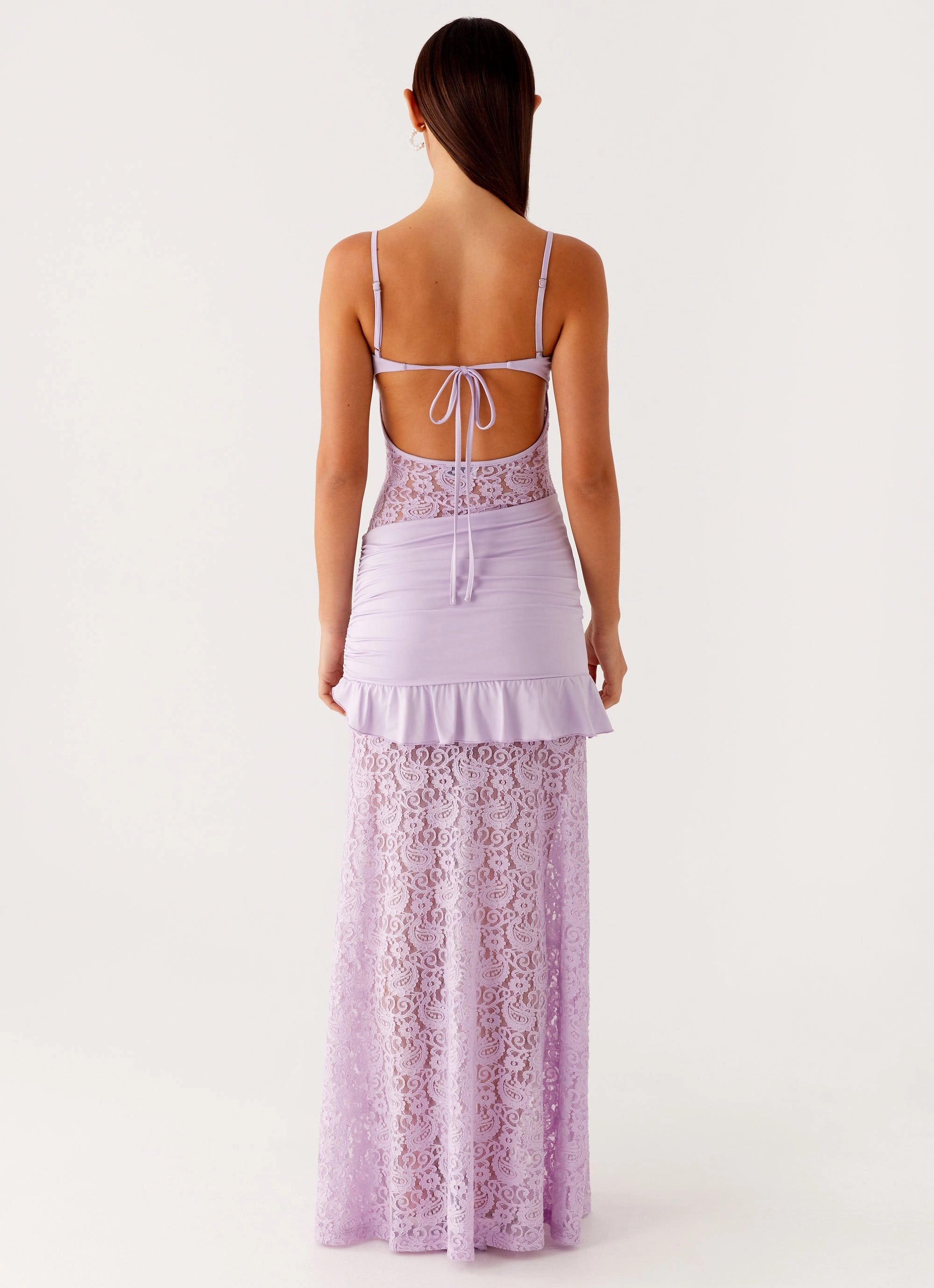 New Romance Maxi Dress - Lilac Lace Soft Fringe-Detail